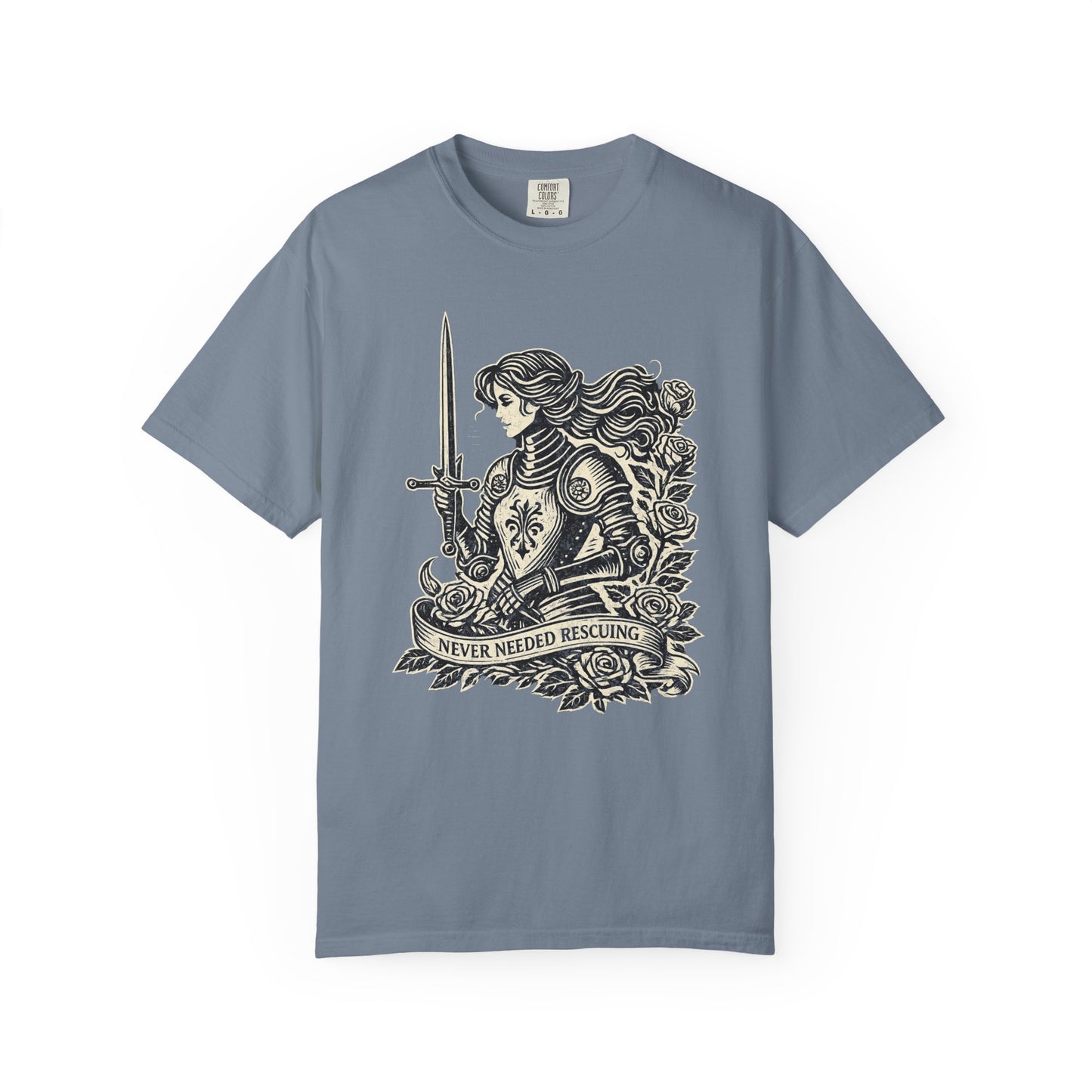 'Never Needed Rescuing' Feminist Female Knight Armor Graphic Tee
