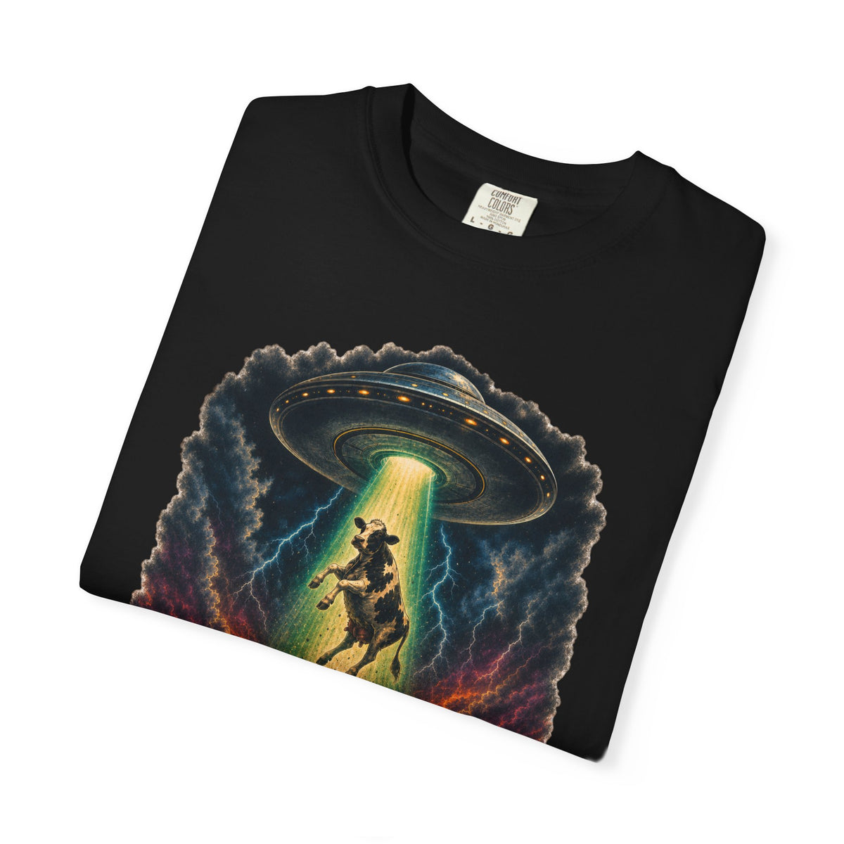 Not in the Moo’d for This Shirt – Funny Cow UFO Alien Abduction Graphic Tee