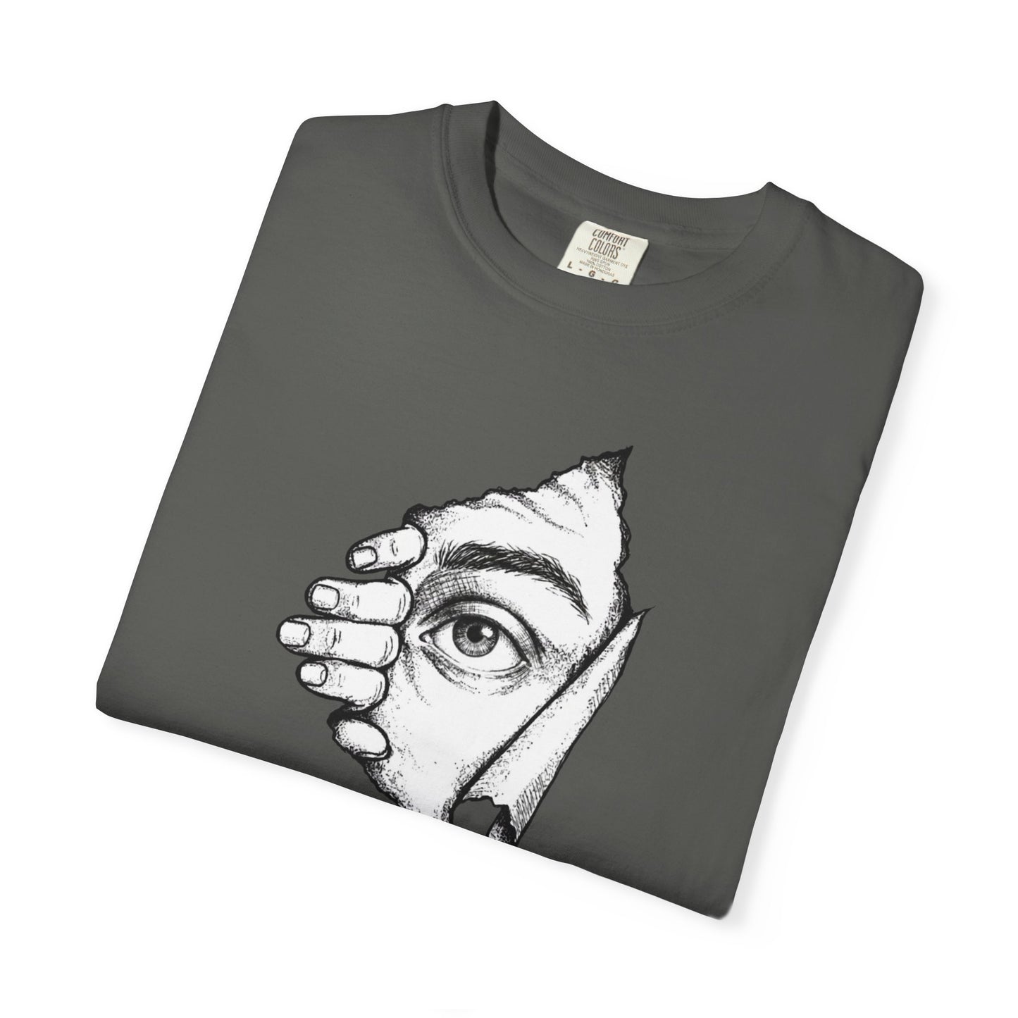 Peekaboo Curious Eye Graphic Peeking Eye Tee, Minimalist Black & White Art Shirt