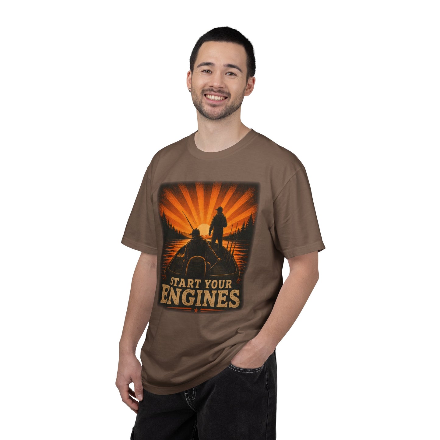 Fishing T-Shirt — "Start Your Engines" Retro Design