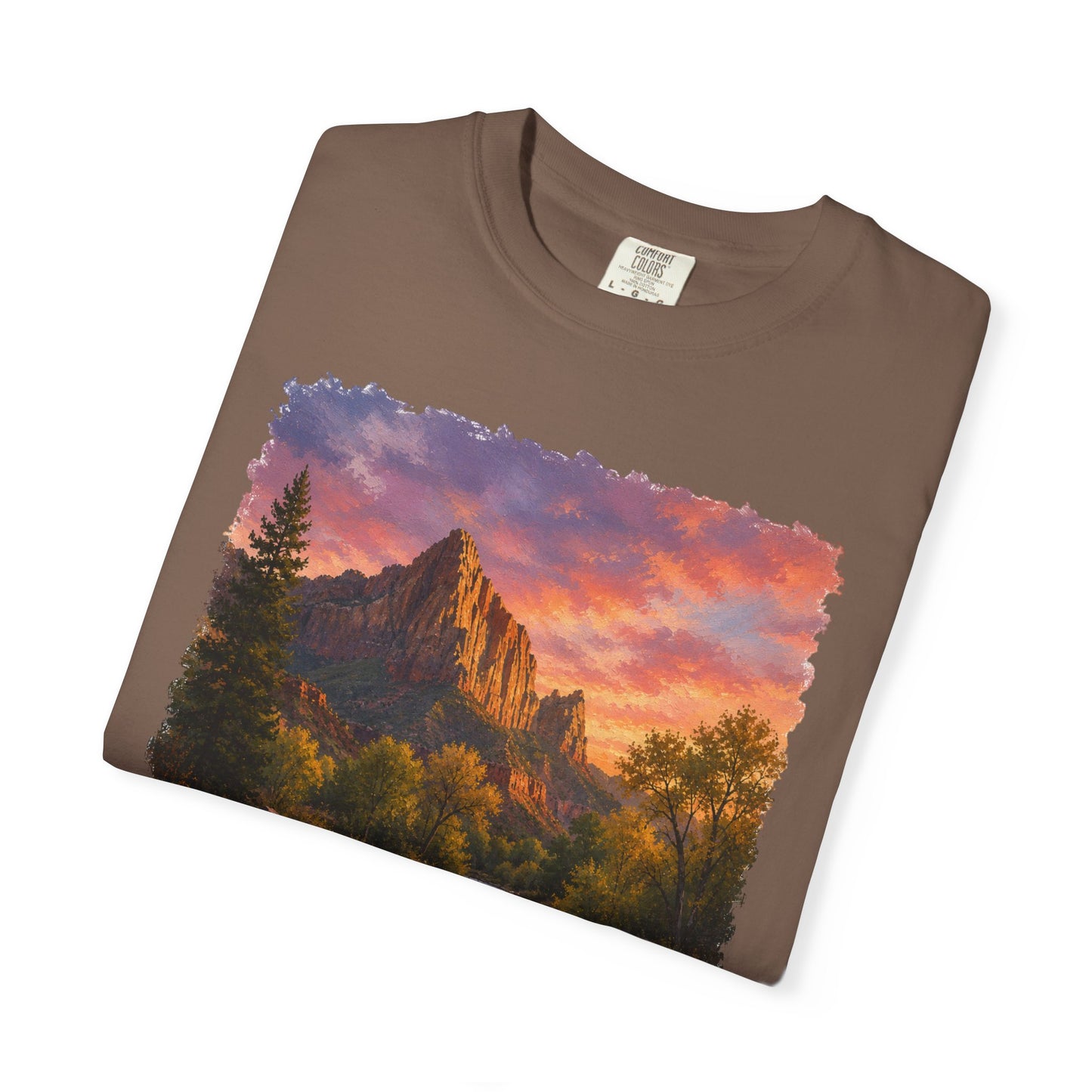 Zion National Park Scenic T-Shirt — Sunset Mountain River The Watchman Graphic Tee