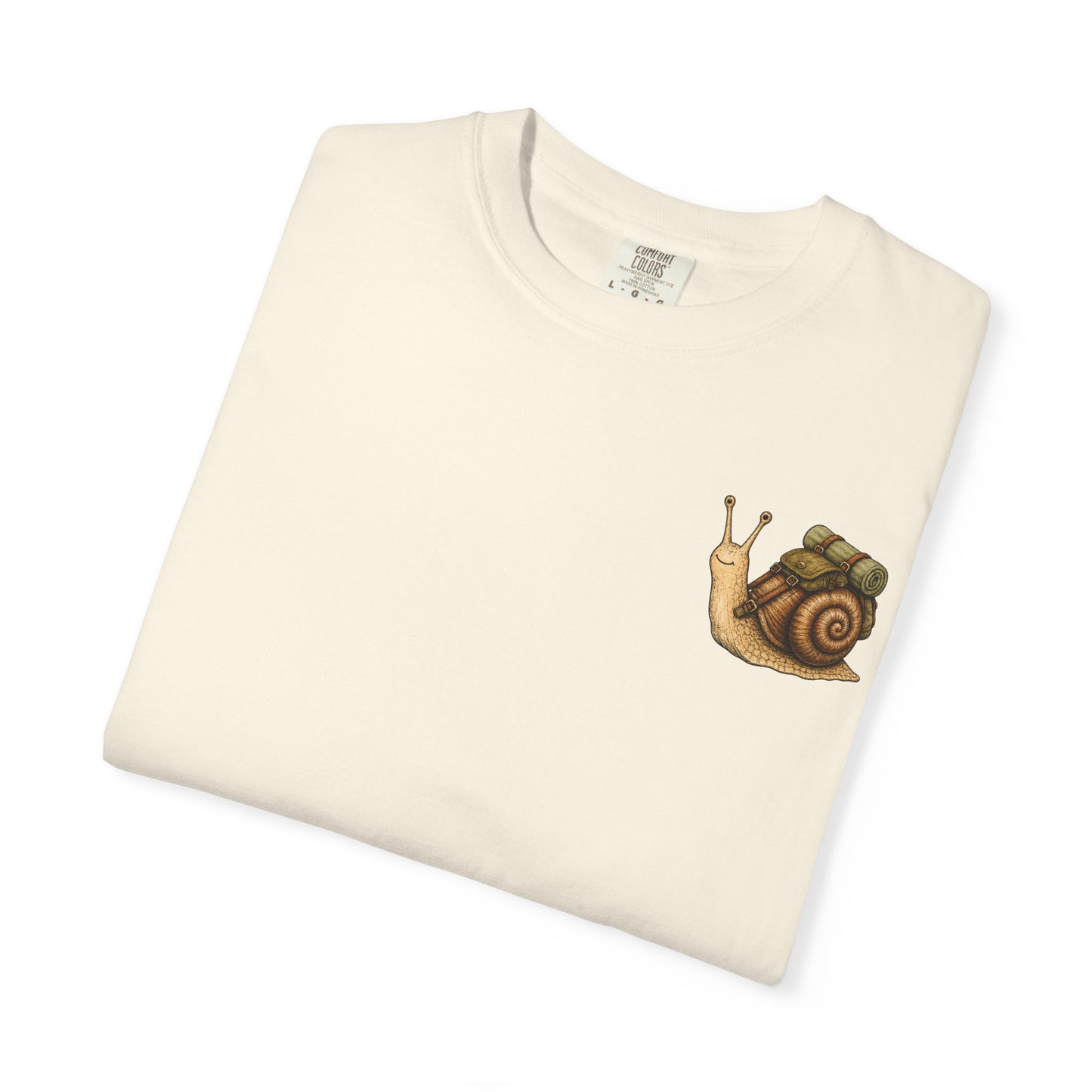 Snail Pocket T-Shirt — Cute Minimal Animal Slow Adventure Graphic Tee