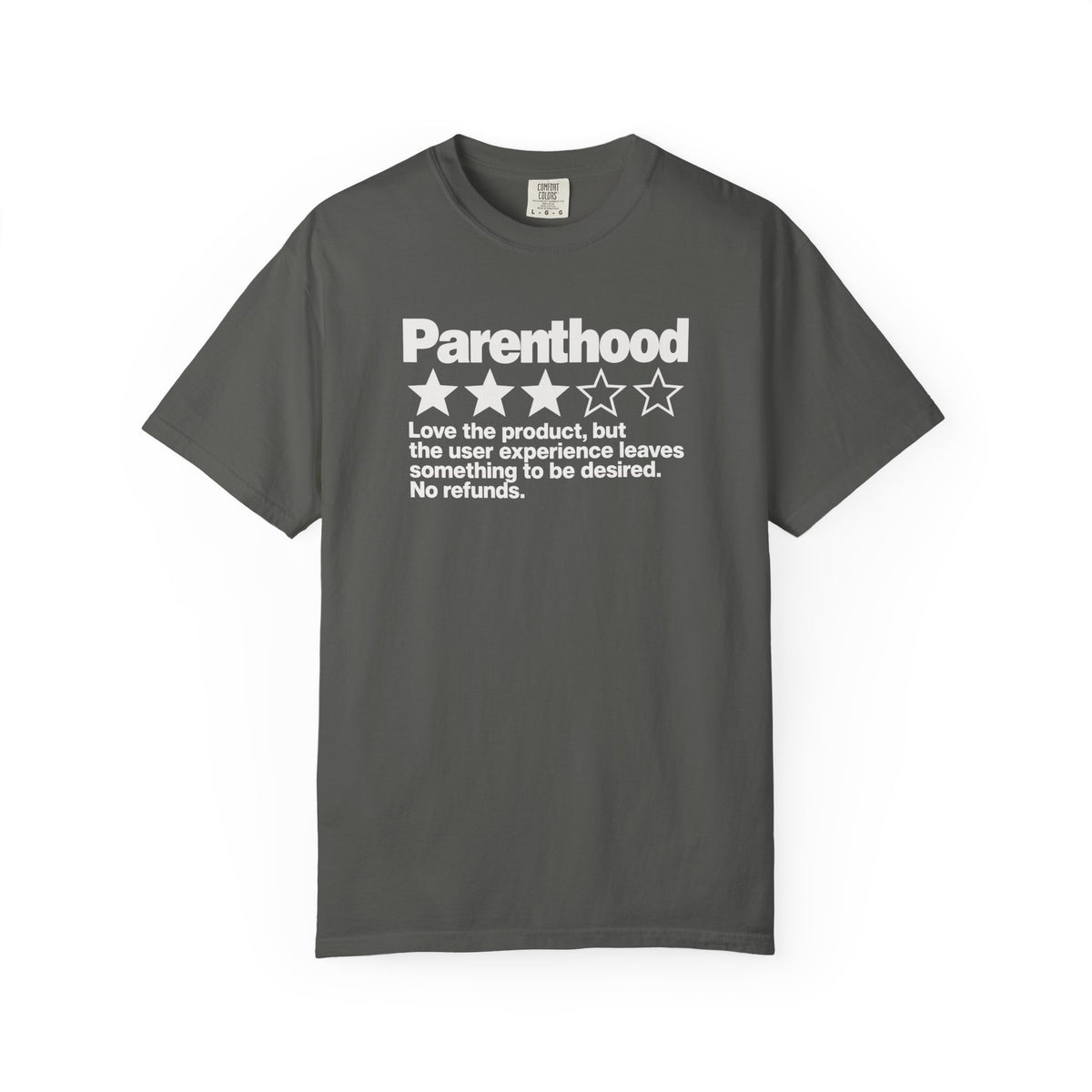 Parenthood 3-Star Review T-Shirt — Funny Sarcastic Gift for Mom and Dad