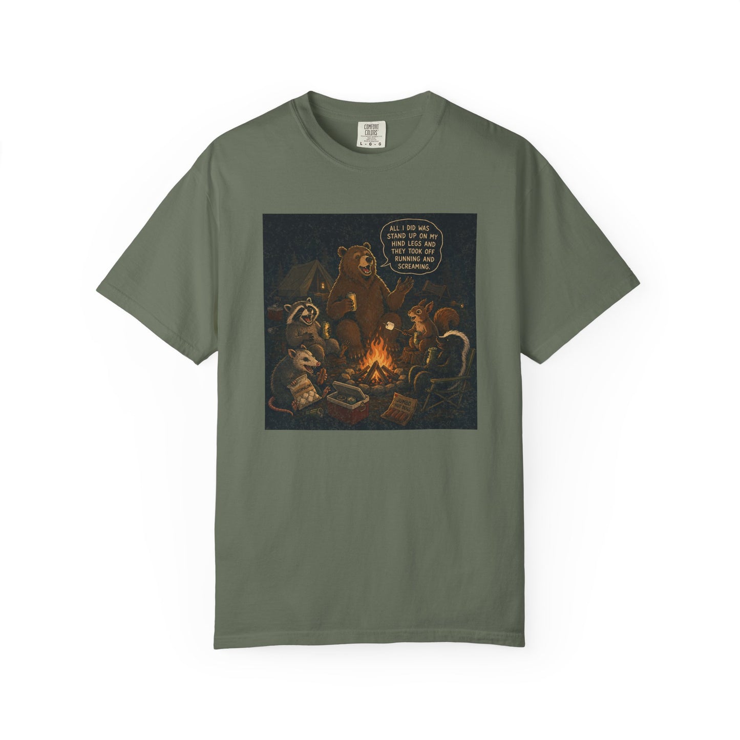 Campfire Criminals | Funny Camping Bear & Raccoon Shirt | Woodland Animals Campfire Tee | Cozy Outdoors Graphic Tee
