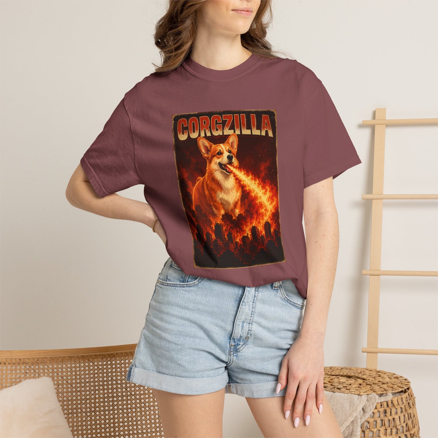 Corgzilla Corgi Tee — Godzilla Parody Dog Breathing Fire Graphic T-Shirt