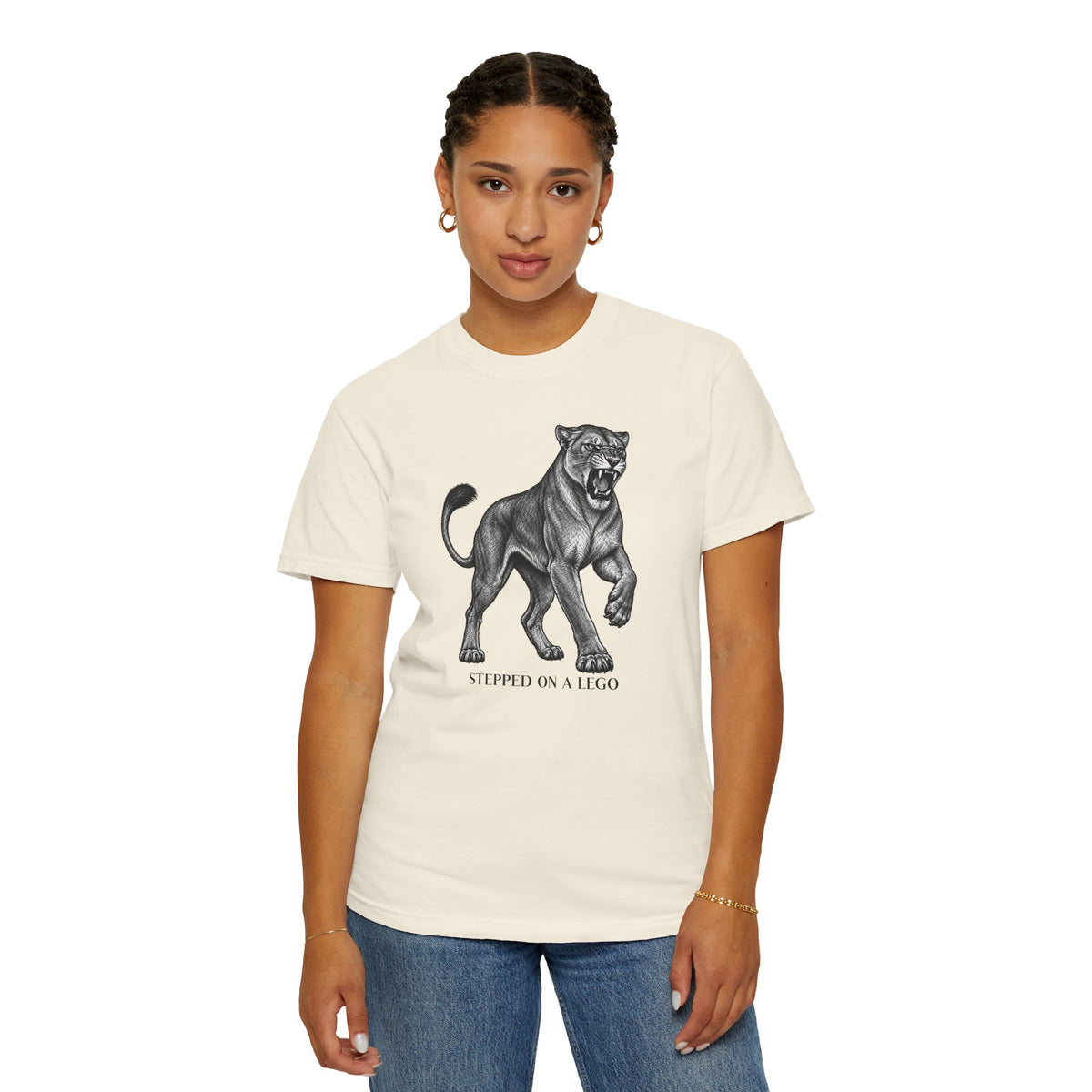 Stepped on a Lego Funny Vintage Lioness Animal Tee