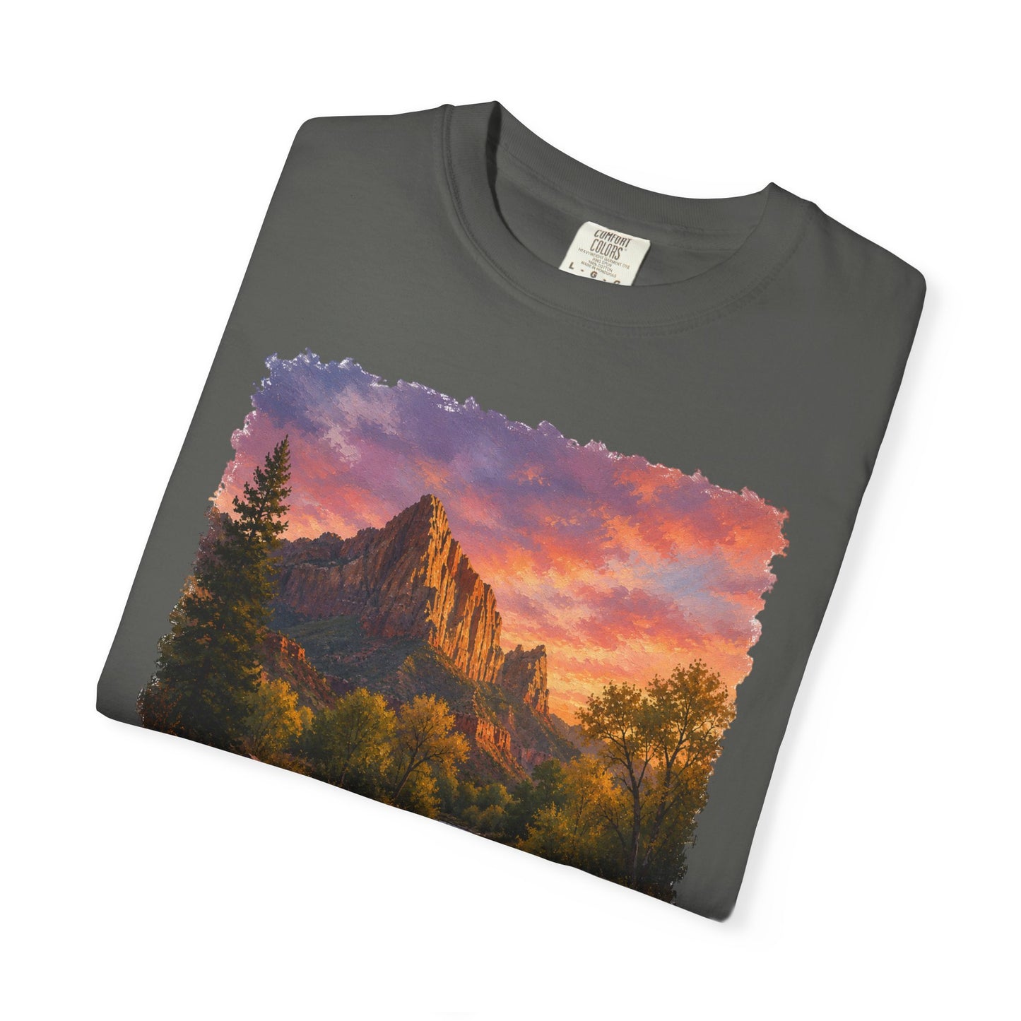 Zion National Park Scenic T-Shirt — Sunset Mountain River The Watchman Graphic Tee
