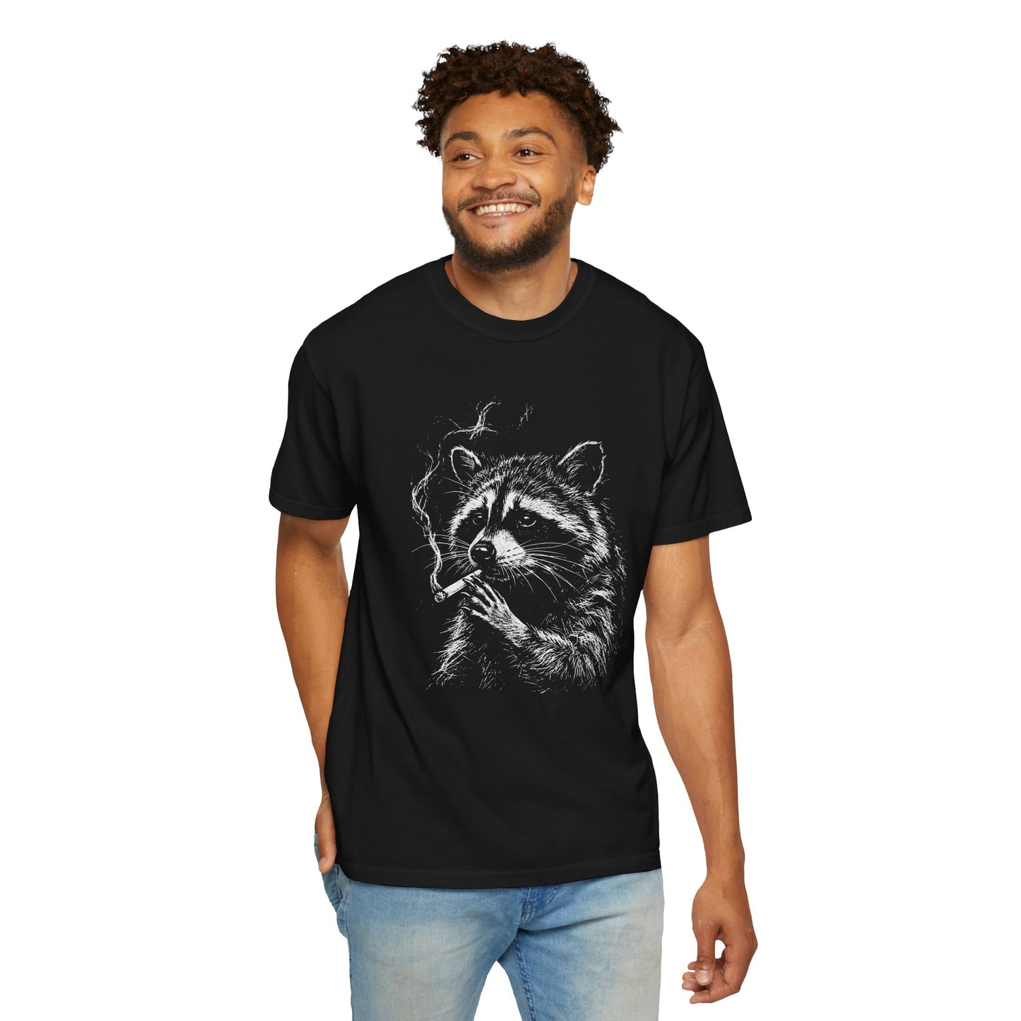 Vintage Wildlife Smoking Raccoon Graphic T-Shirt