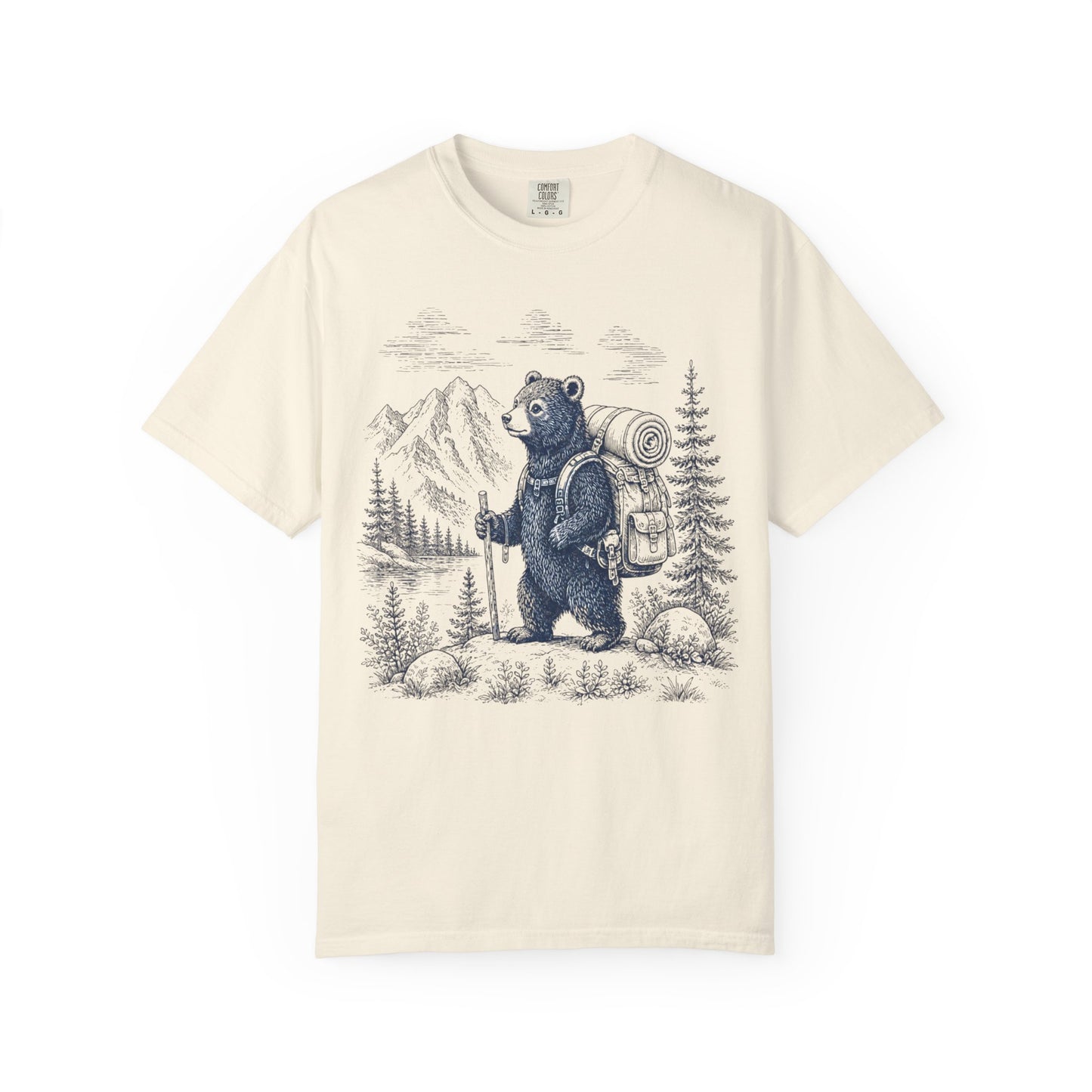 Bear Backpacker T-Shirt — Vintage Hiking Adventure Graphic Tee