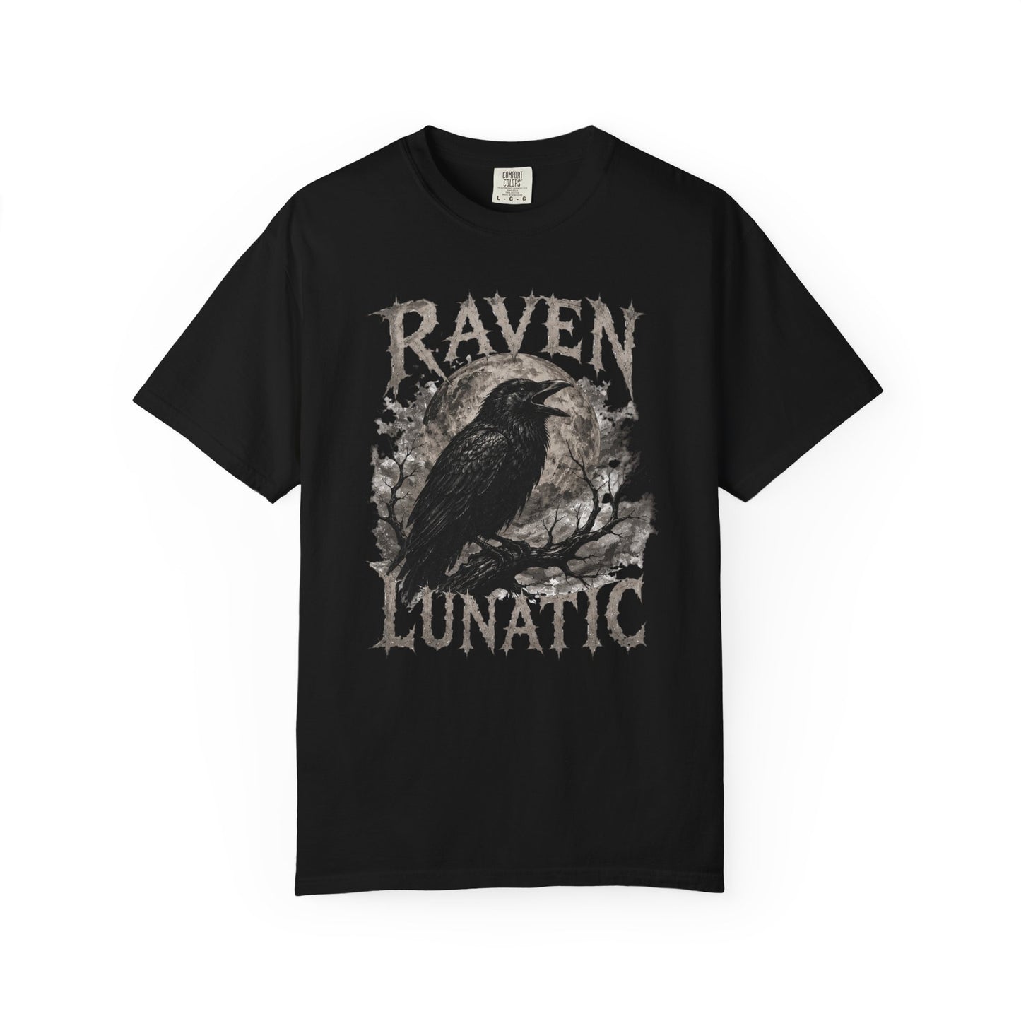 Raven Lunatic T‑Shirt — Gothic Crow Graphic Dark Nature Graphic Tee