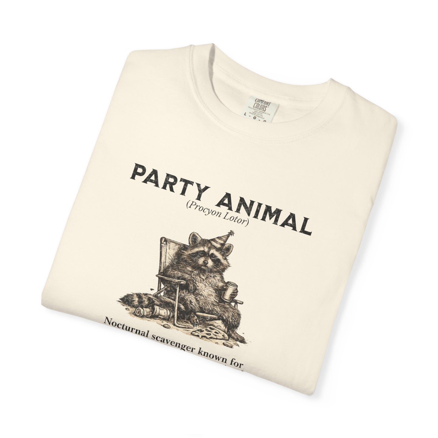 Vintage Raccoon Field Guide T-Shirt — 'Nocturnal Party Animal' Graphic Tee