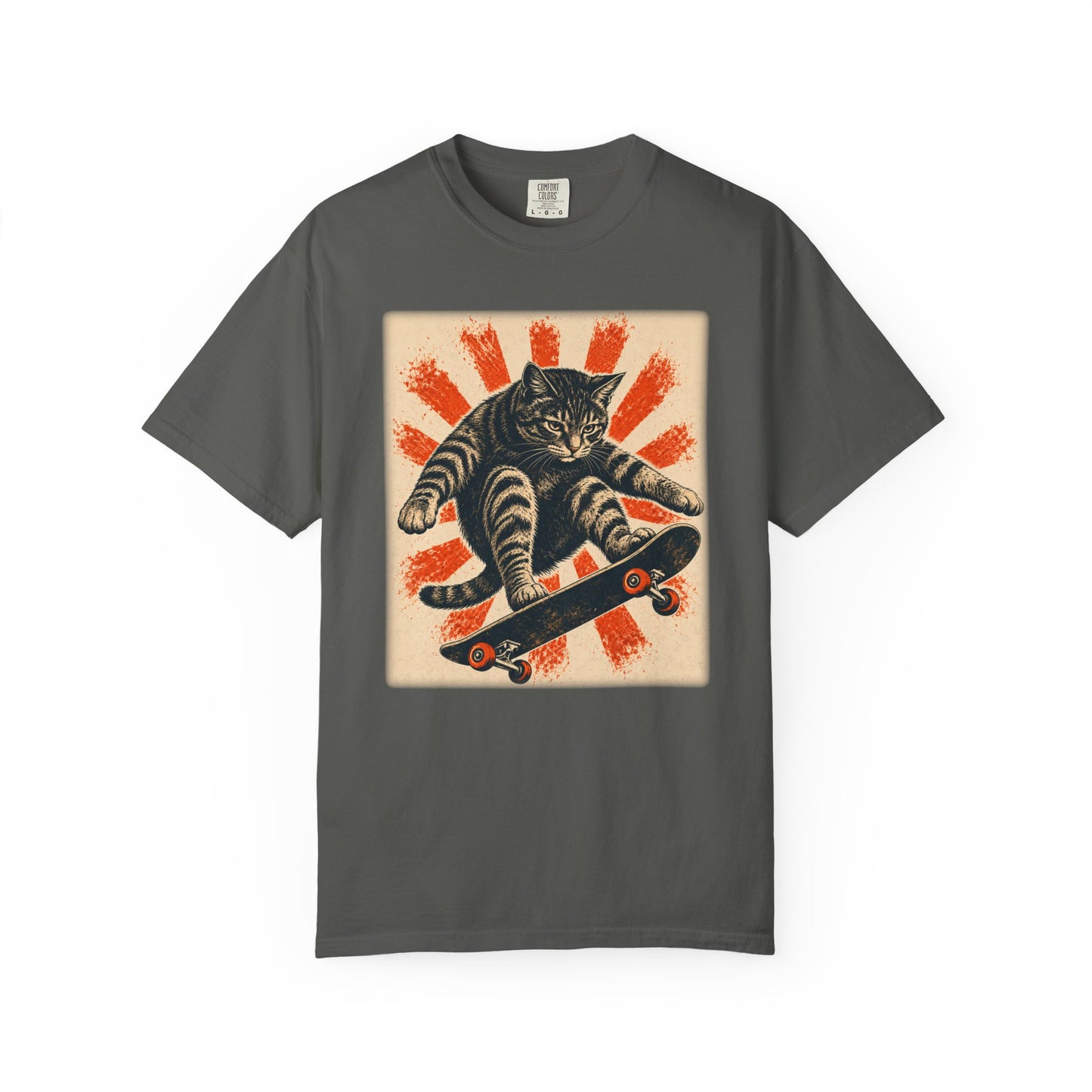 Skateboarding Cat Graphic T-Shirt | Funny Cat Skateboard Graphic Tee
