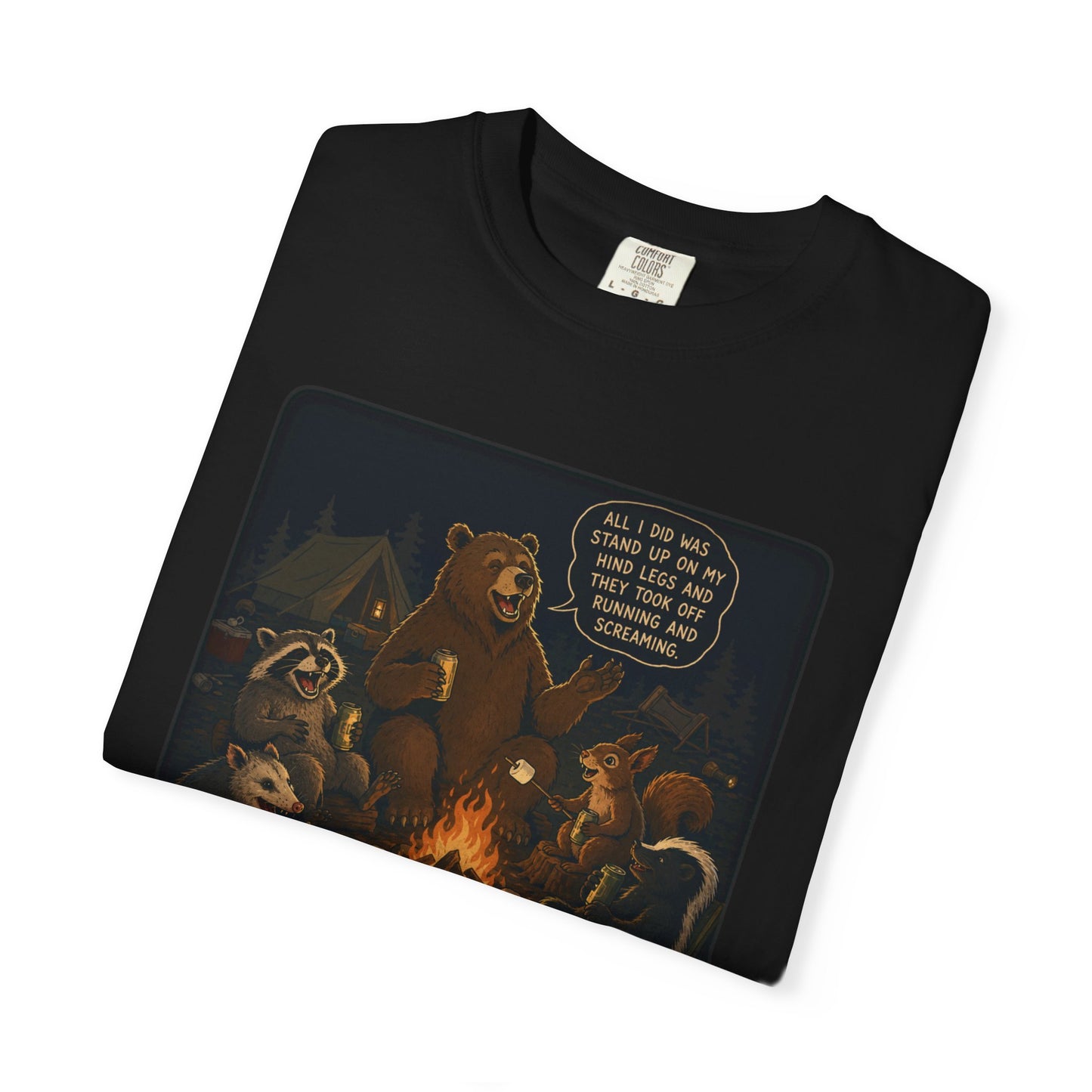 Campfire Criminals | Funny Camping Bear & Raccoon Shirt | Woodland Animals Campfire Tee | Cozy Outdoors Graphic Tee