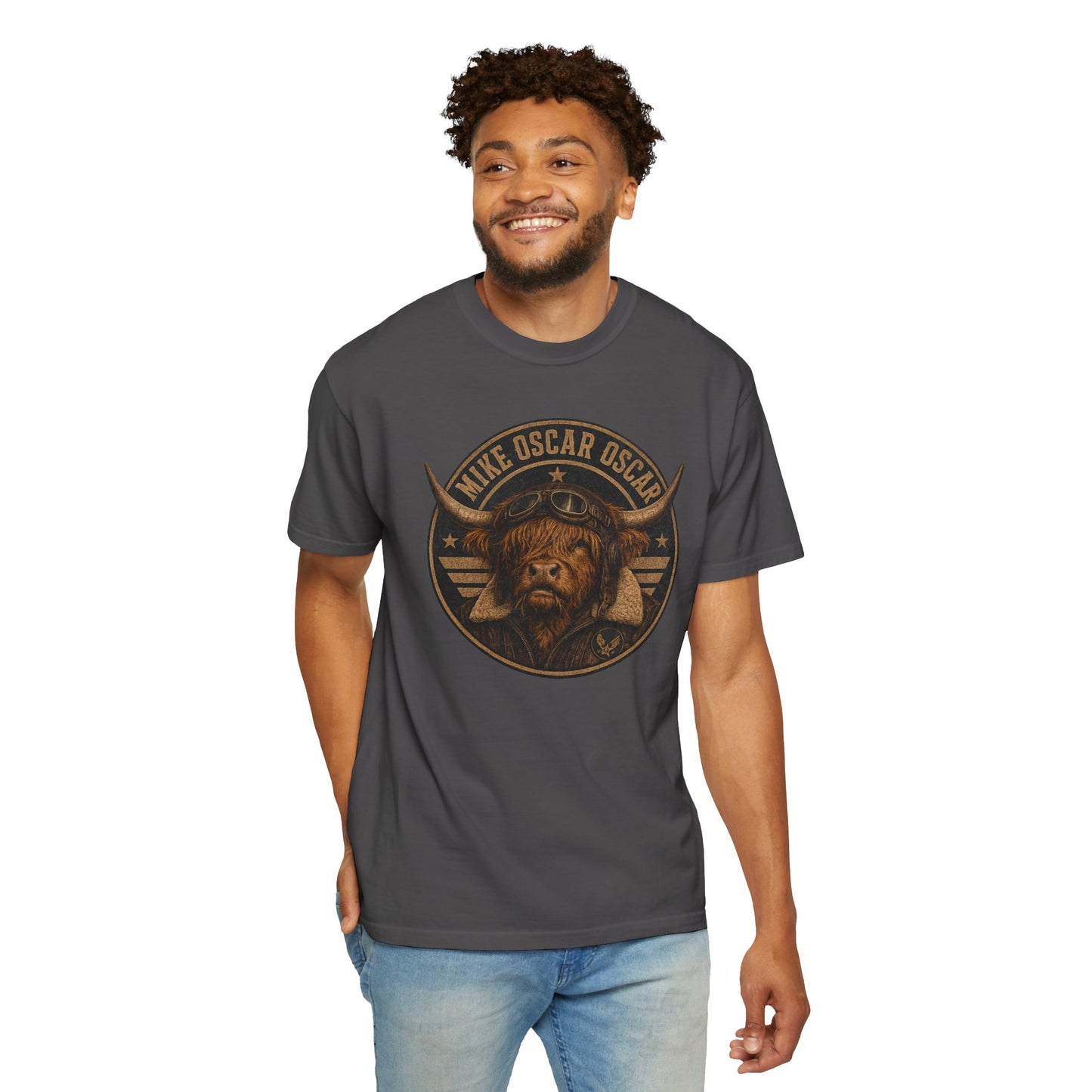 Mike Oscar Oscar Shirt, Funny Highland Cow Phonetic Military Shirt