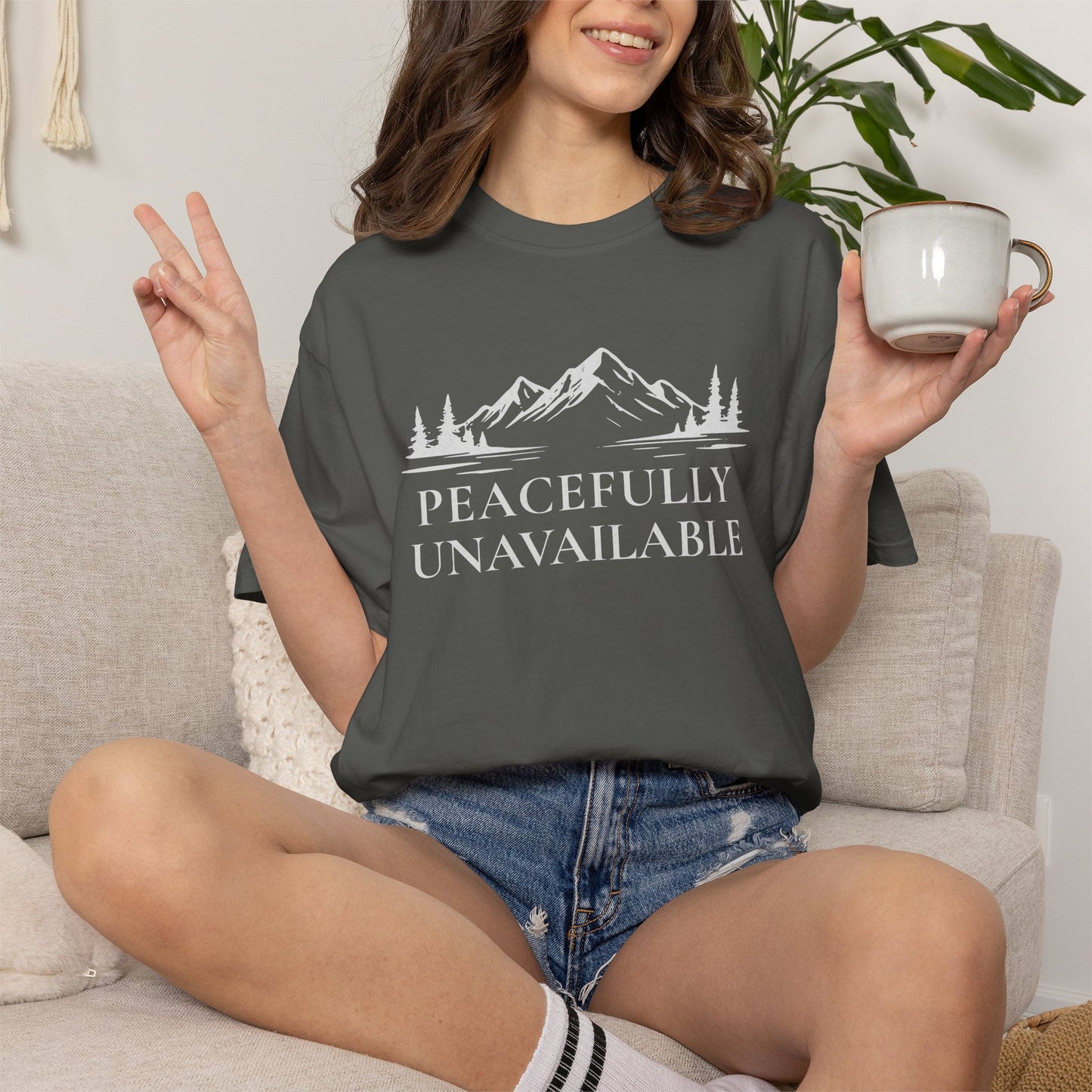 Peacefully Unavailable Outdoor T-Shirt — Camping & Hiking Zen Tee