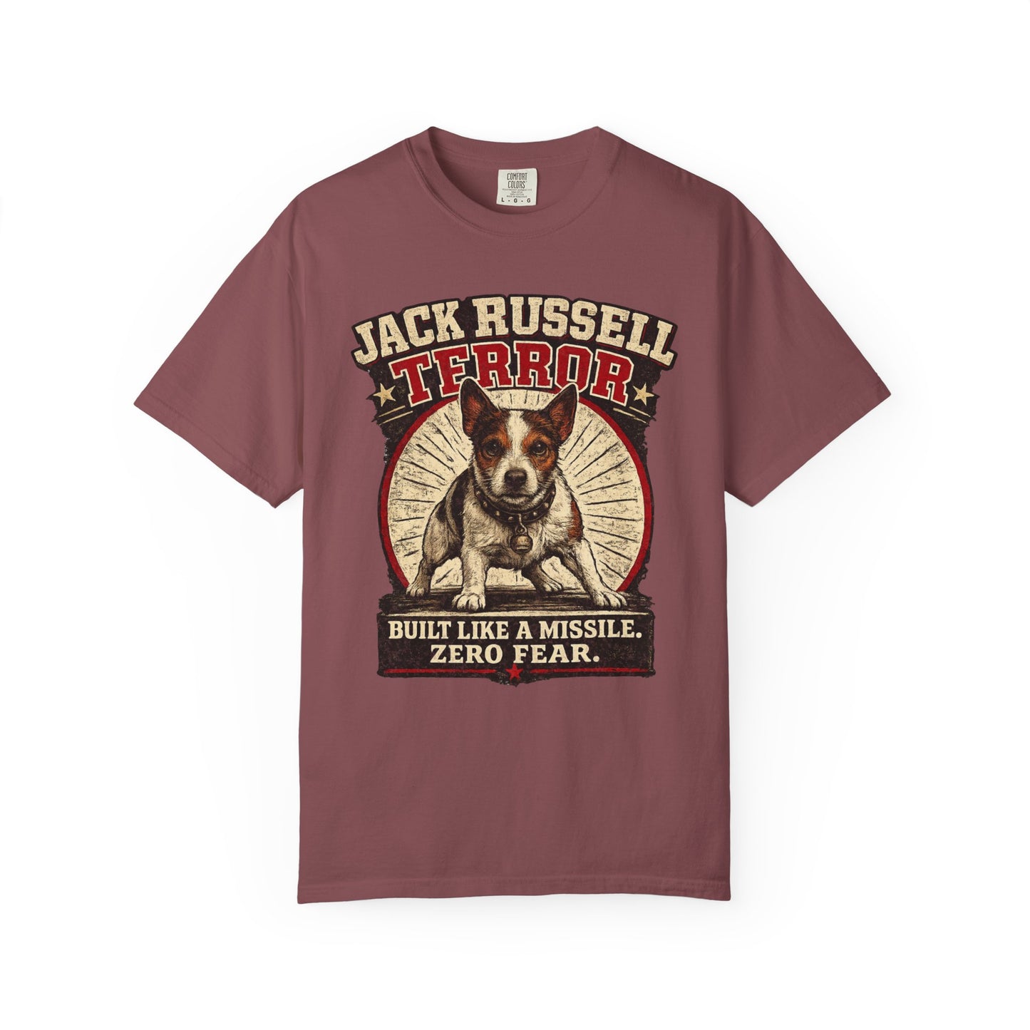 Jack Russell Terror T-Shirt — "Built Like a Missile, Zero Fear"