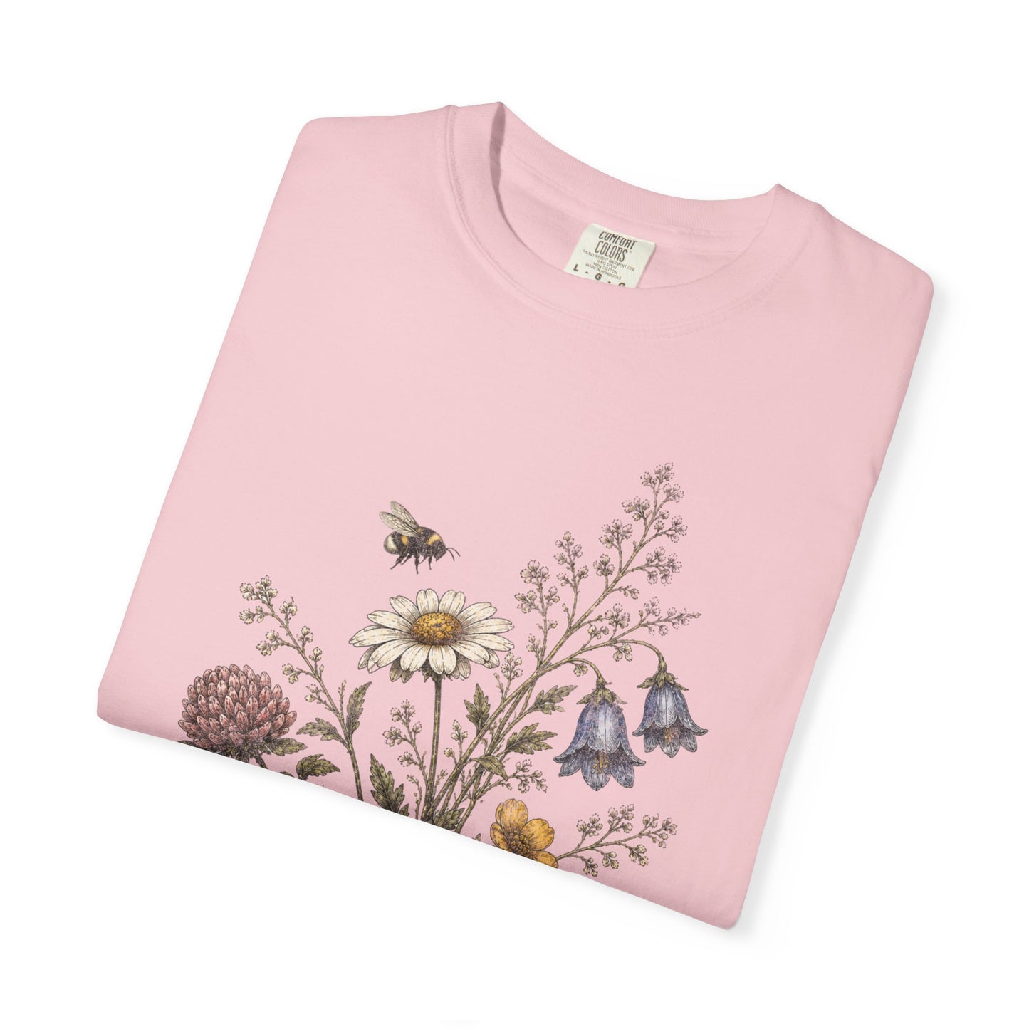 Vintage Wildflower Bouquet and Bumblebee Botanical TShirt