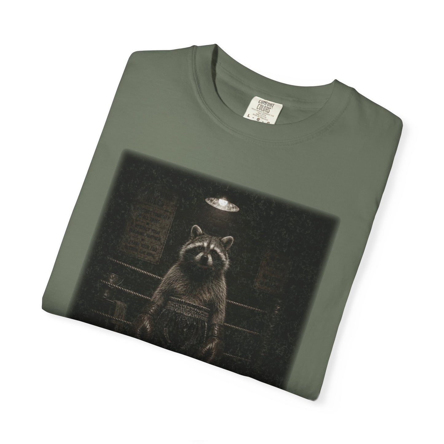 Raccoon Boxer T-Shirt | Fighting the Chaos | Vintage Animal Graphic Tee | Unisex Comfort Colors Shirt