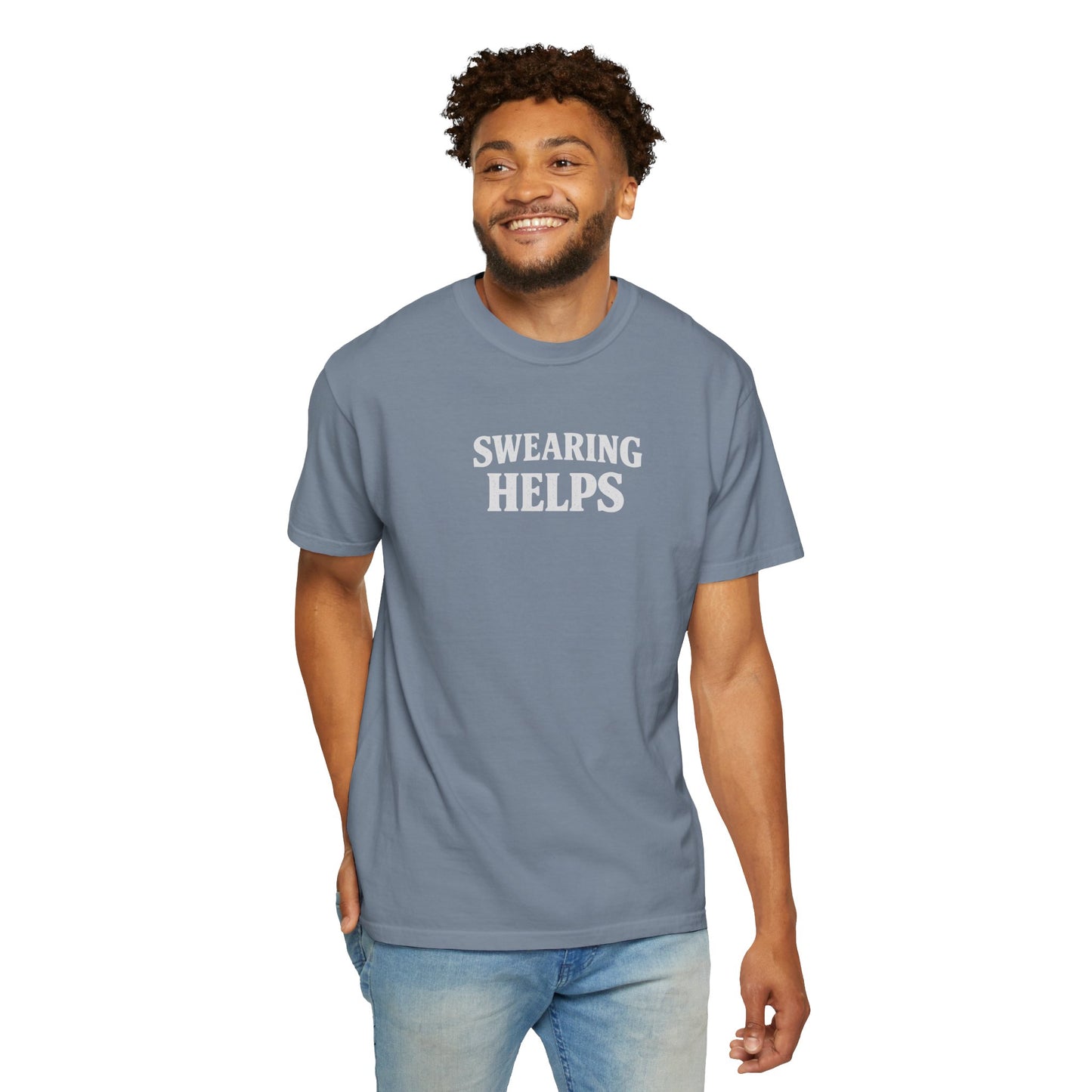 SWEARING HELPS T-Shirt — Funny Typographic Tee