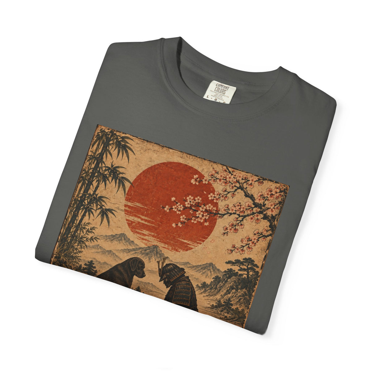 Samurai Bowing to Dog Shir, Vintage Japanese Dog Graphic Tee