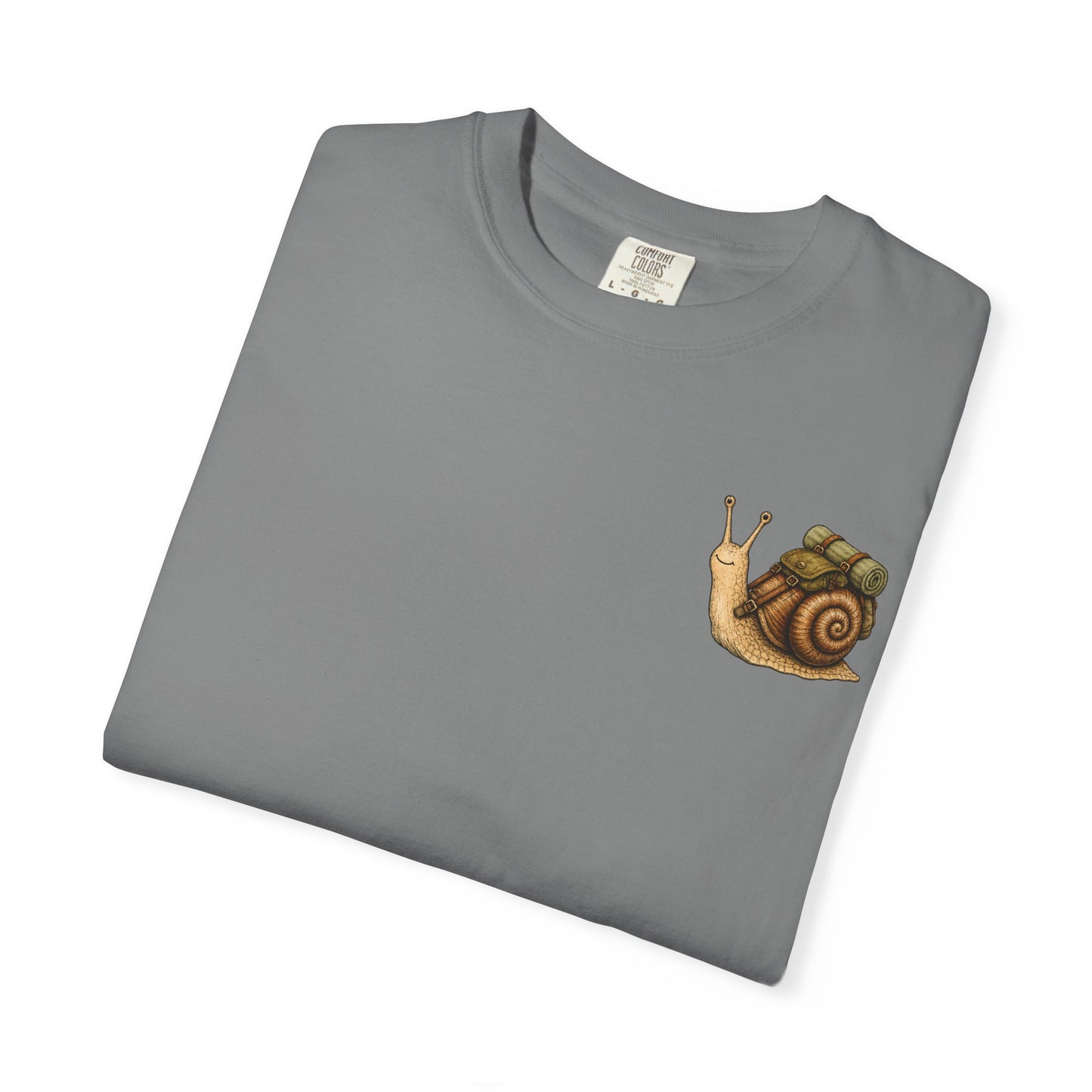 Snail Pocket T-Shirt — Cute Minimal Animal Slow Adventure Graphic Tee