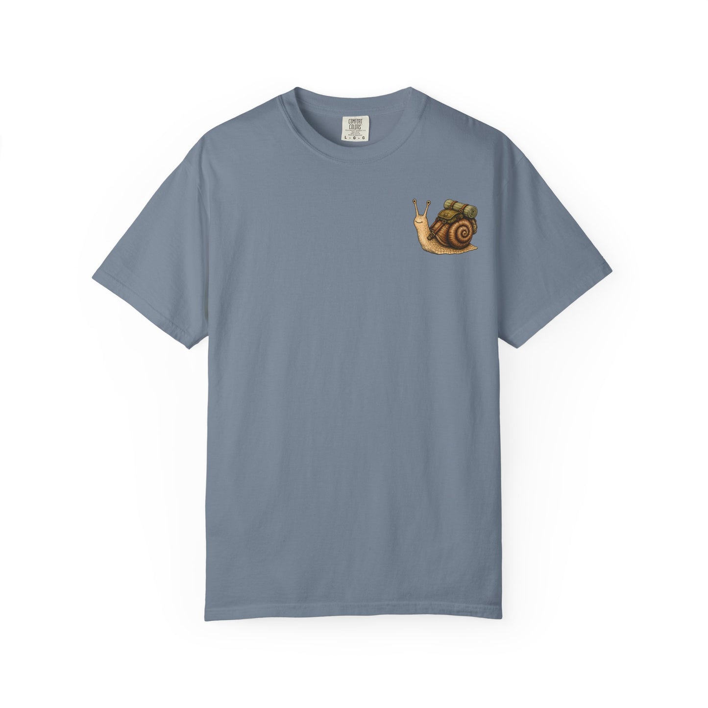 Snail Pocket T-Shirt — Cute Minimal Animal Slow Adventure Graphic Tee