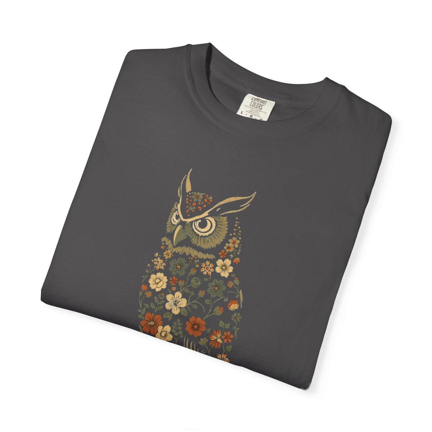 Owl Floral T-Shirt — Vintage Botanical Cottagecore Nature Owl Tee
