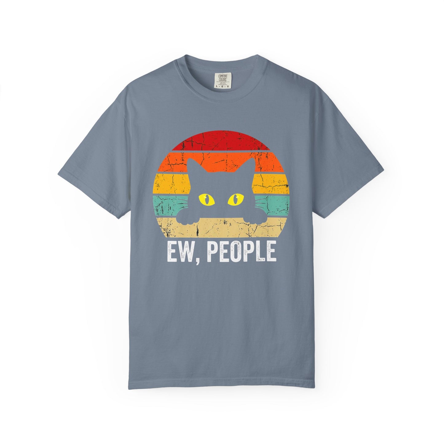 Ew, People Cat T-Shirt — Retro Sunset Graphic for Introverts & Cat Lovers