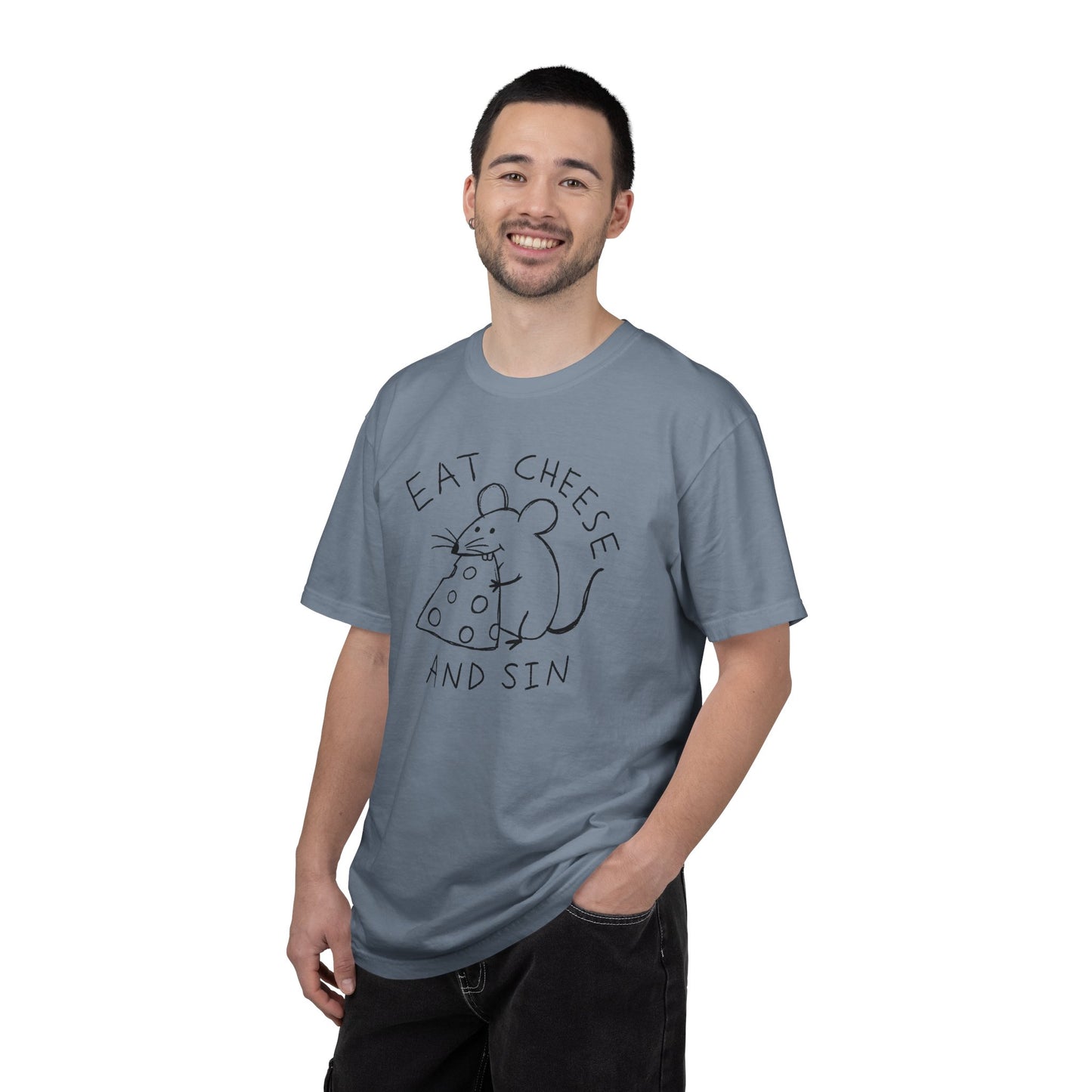 Eat Cheese and Sin Shirt | Funny Mouse Shirt | Weird Humor Tee | Cheese Lover Gift | Funny Graphic Tee