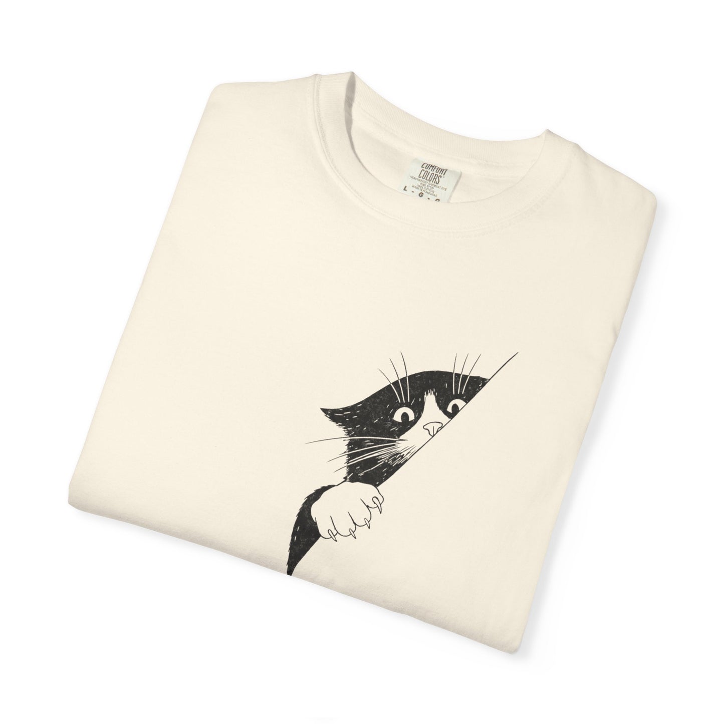 Peekaboo Cat T-Shirt — Minimalist 'Is It Safe?' Cat Lover Tee