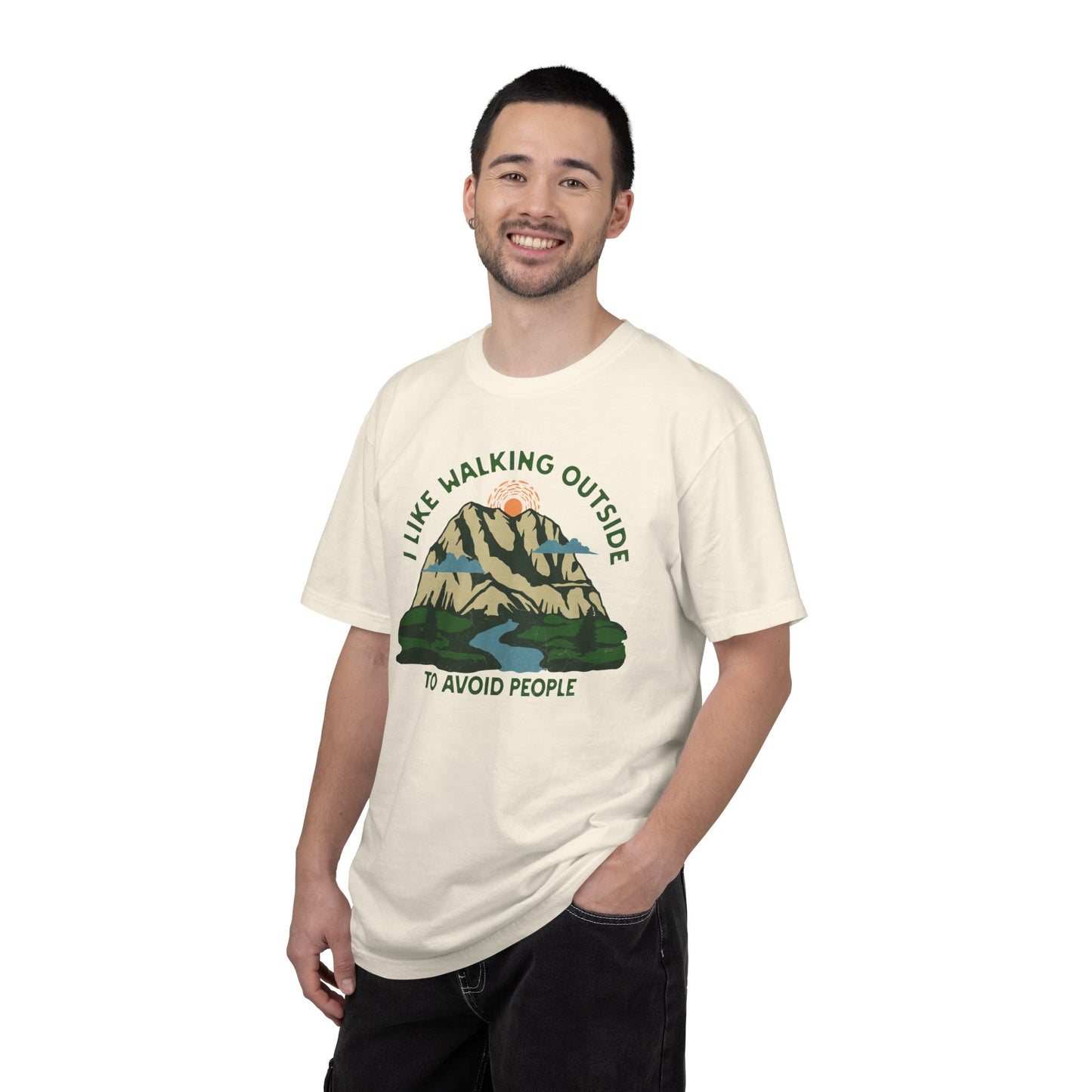 I Like Walking Outside to Avoid People Funny Hiking Introvert Nature Graphic T-Shirt