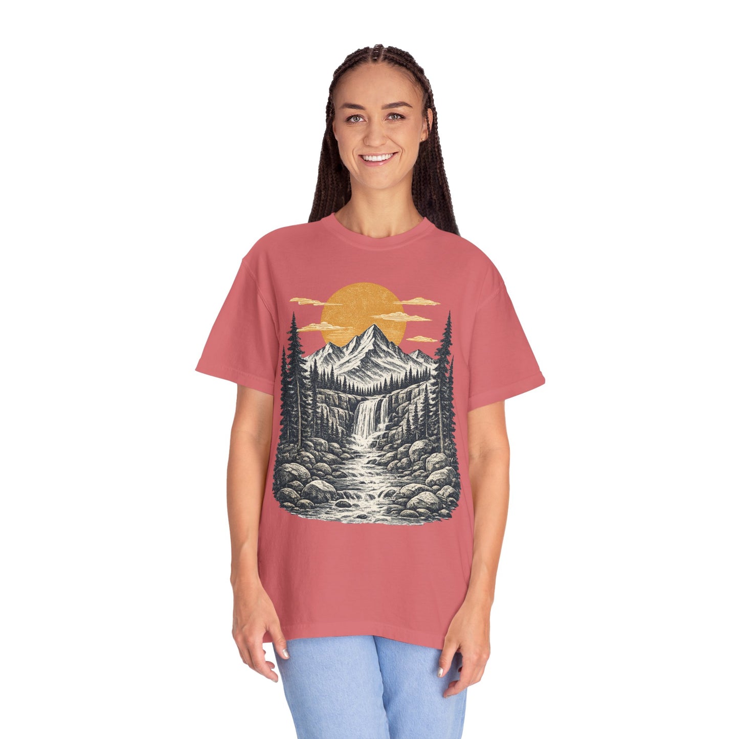 Mountain Sunset T-Shirt — Scenic Wilderness River Graphic Tee