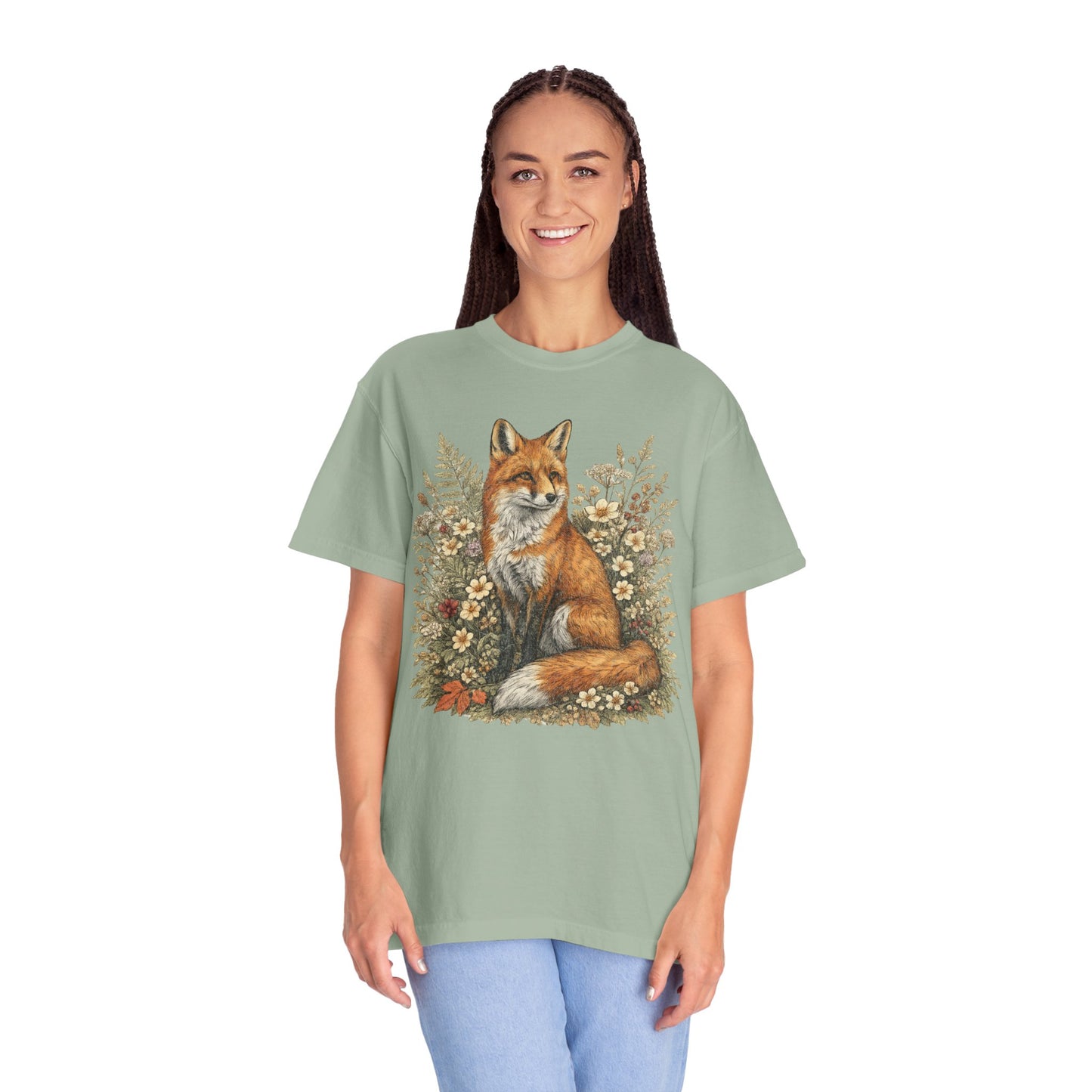 Vintage Fox & Wildflower Botanical Woodland Wldlife T-Shirt