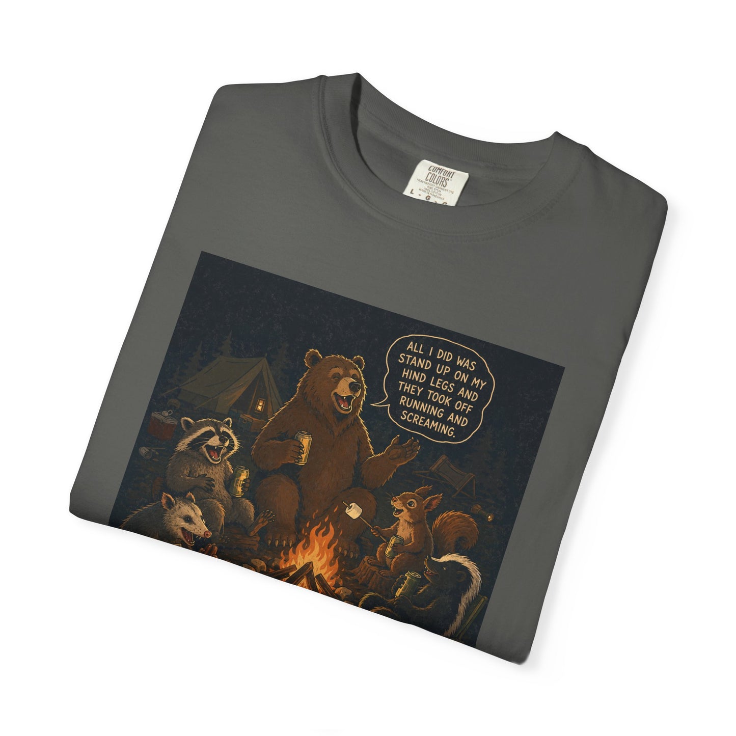 Campfire Criminals | Funny Camping Bear & Raccoon Shirt | Woodland Animals Campfire Tee | Cozy Outdoors Graphic Tee