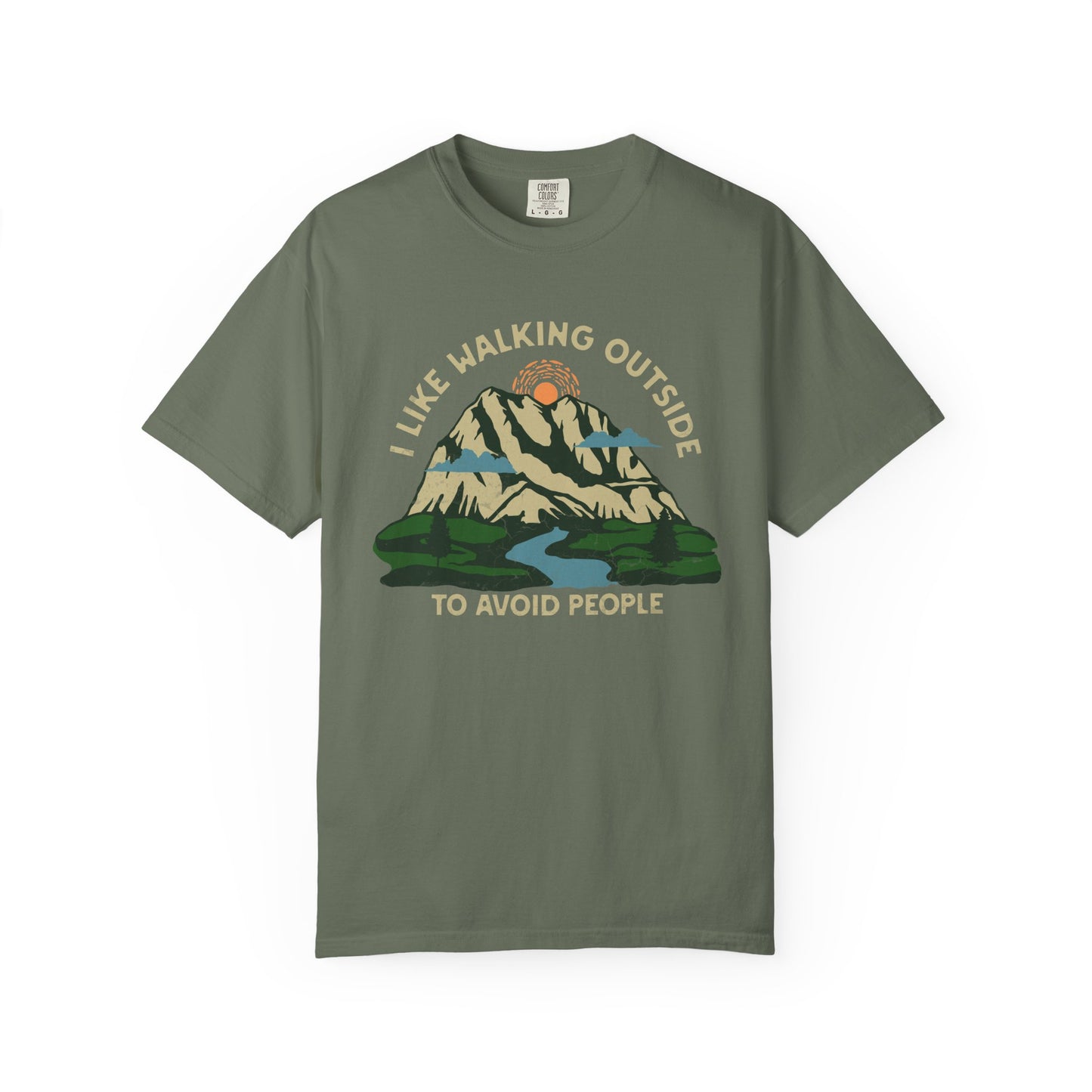 I Like Walking Outside to Avoid People Funny Hiking Introvert Nature Graphic T-Shirt