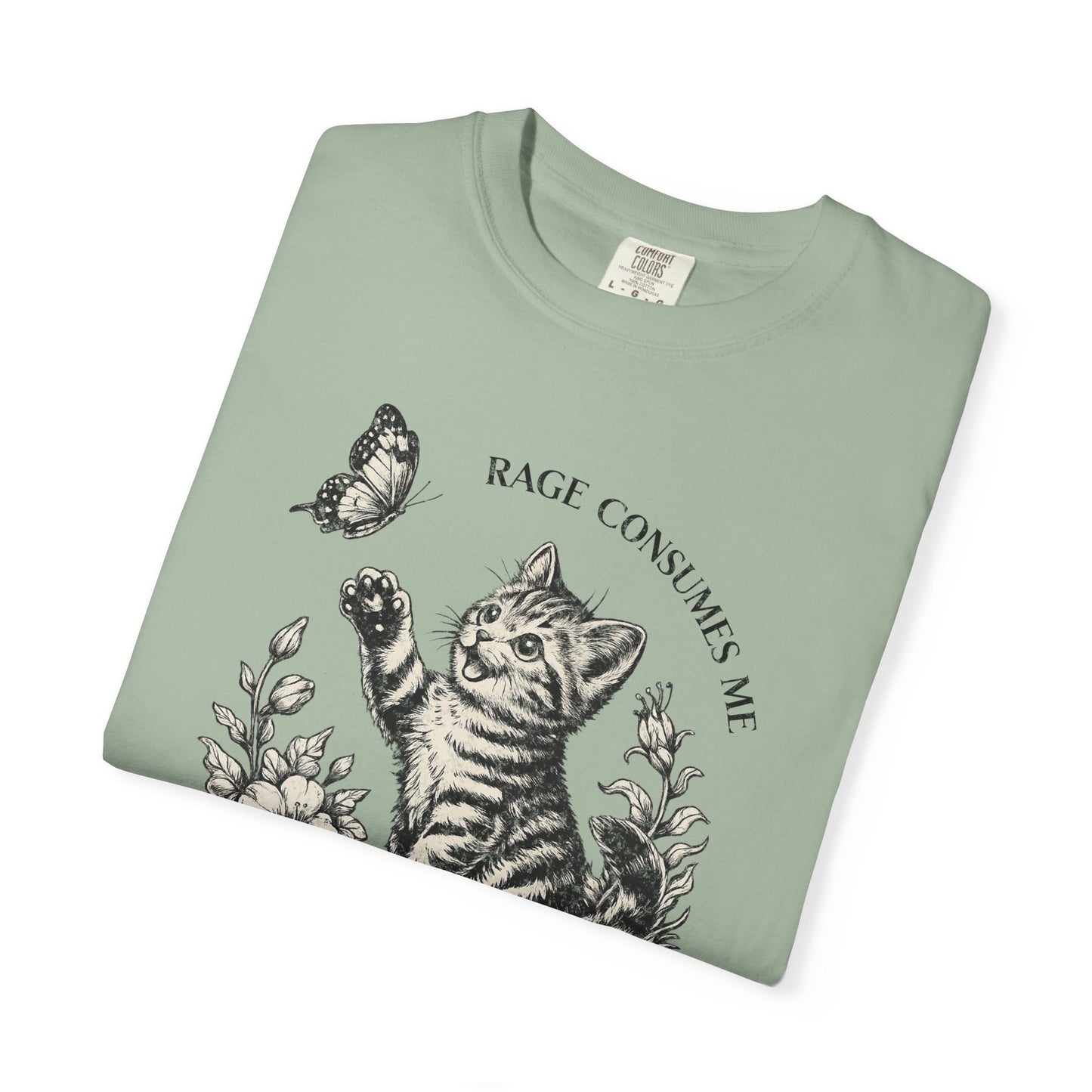 Rage Consumes Me Kitten T-Shirt, Funny Cute Vintage Sarcastic Cat Graphic Tee