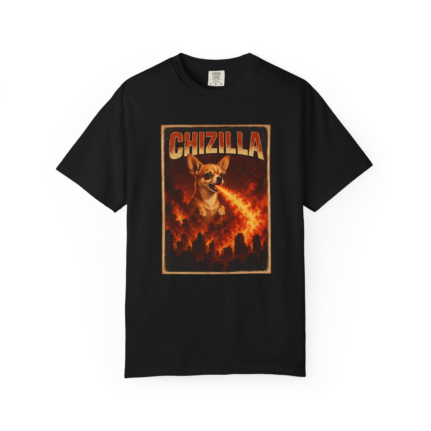 Chizilla Chihuahua T-Shirt — Godzilla Parody Fire-Breathing Dog Tee