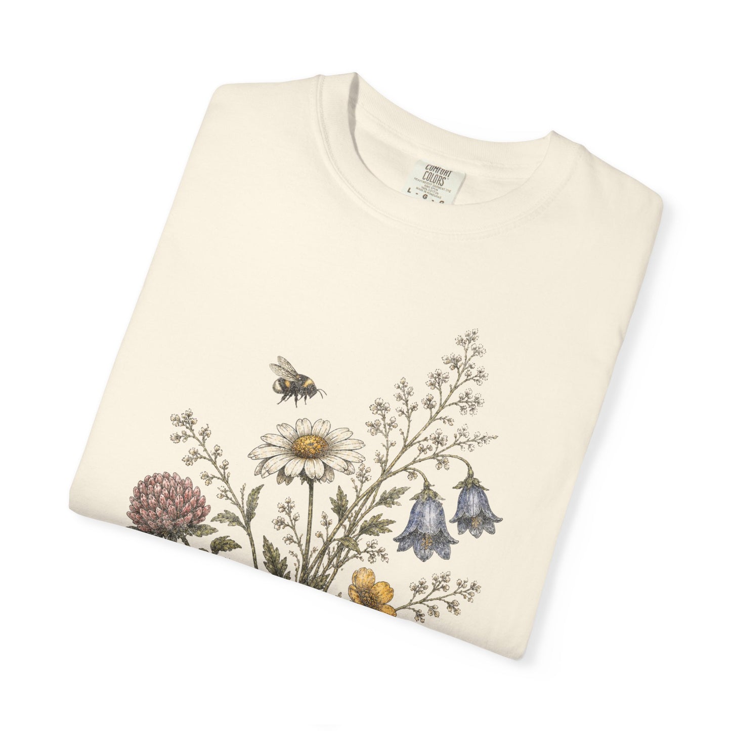Vintage Wildflower Bouquet and Bumblebee Botanical TShirt
