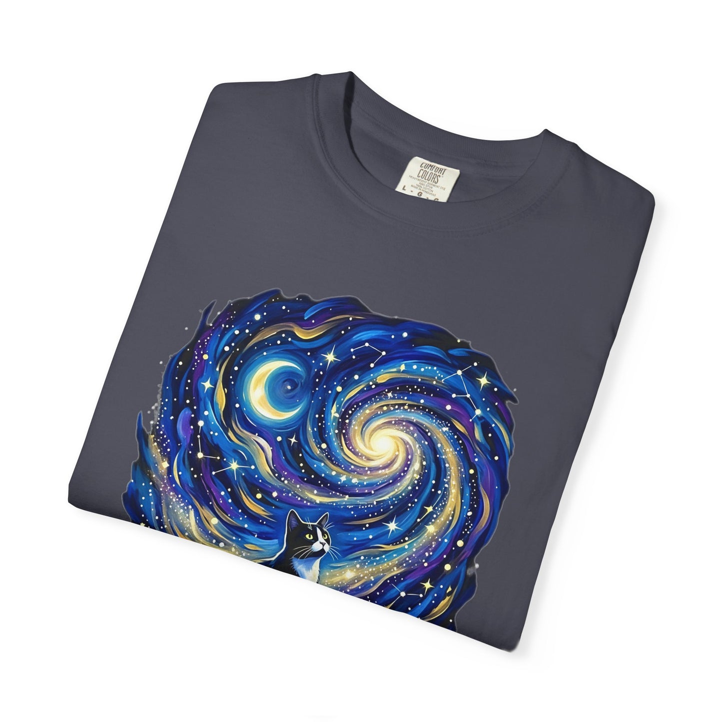 Purry Night Celestial Cat Shirt | Starry Night Cat Graphic T-Shirt