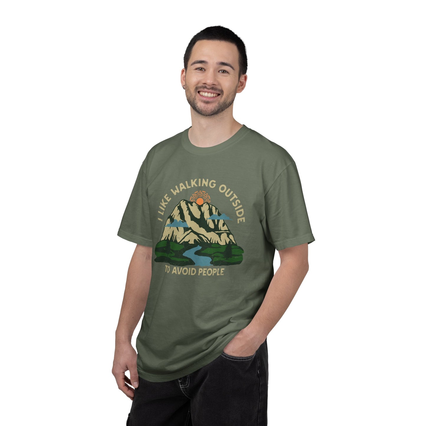 I Like Walking Outside to Avoid People Funny Hiking Introvert Nature Graphic T-Shirt