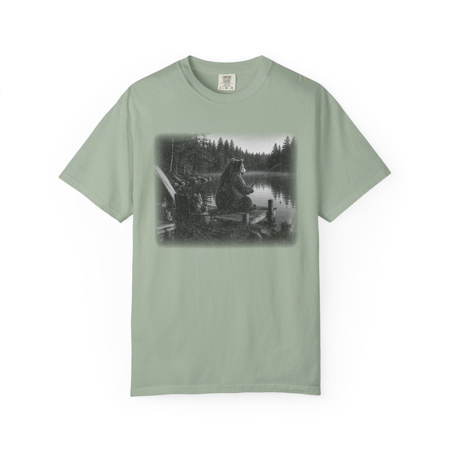 Bear and Cat Camping Shirt | Cozy Lake Fishing Graphic Tee