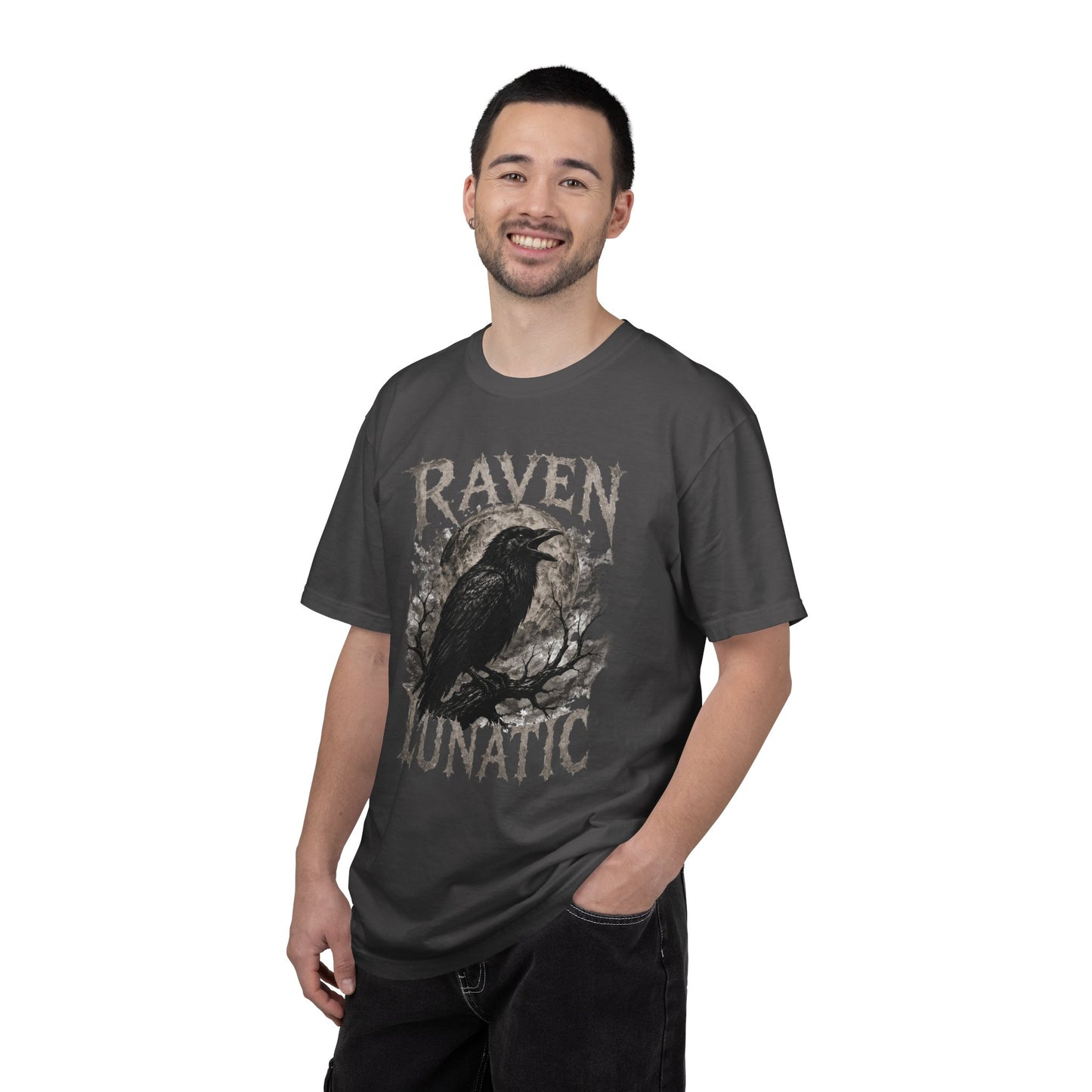 Raven Lunatic T‑Shirt — Gothic Crow Graphic Dark Nature Graphic Tee