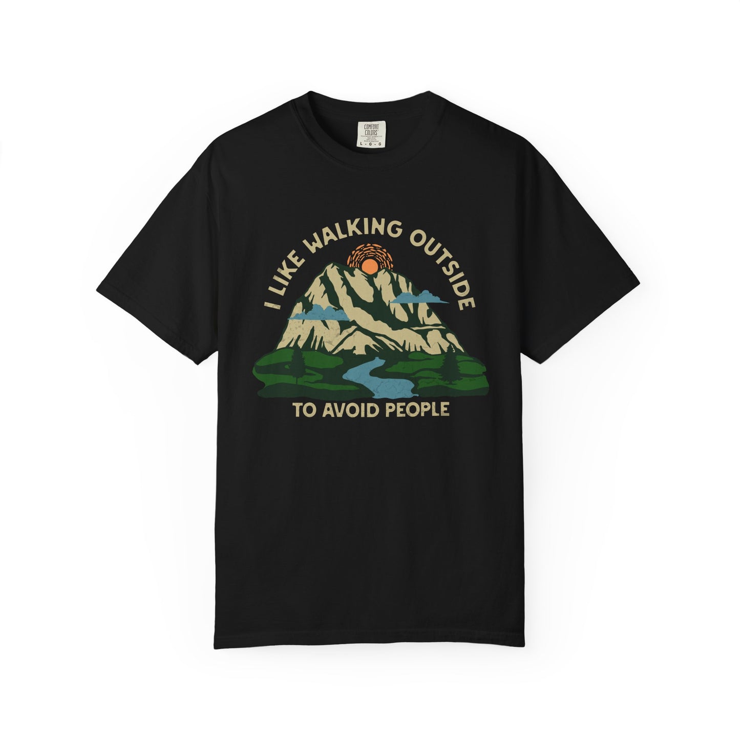 I Like Walking Outside to Avoid People Funny Hiking Introvert Nature Graphic T-Shirt