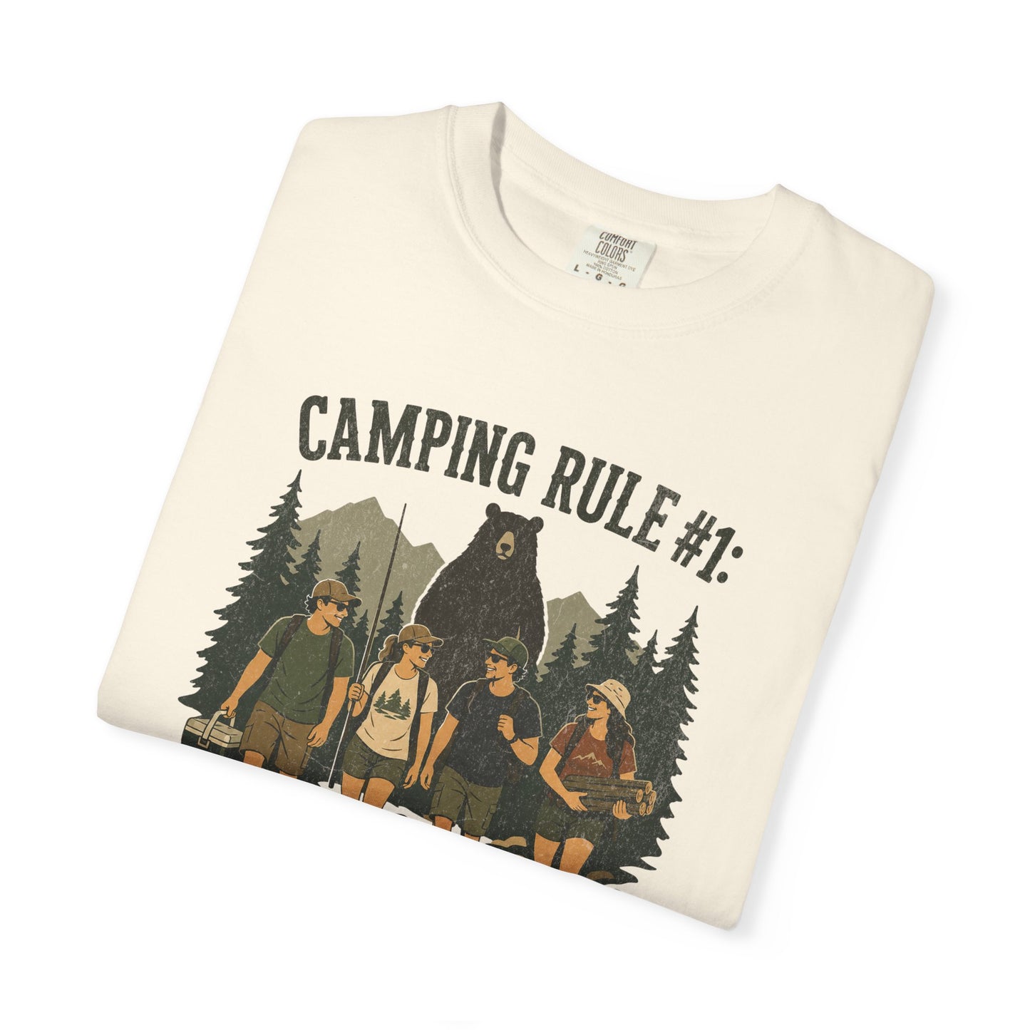 Camping Rule T-Shirt — “Always Camp with Slower Runners” Vintage Outdoor Tee