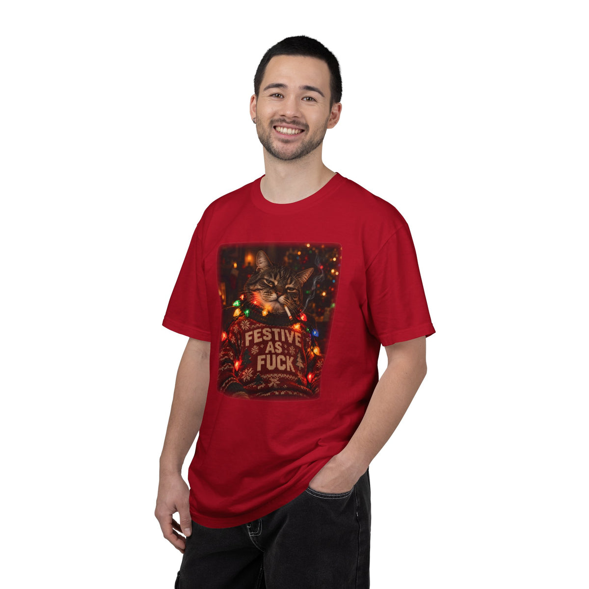 Festive as Fuck Christmas Cat Graphic T-Shirt