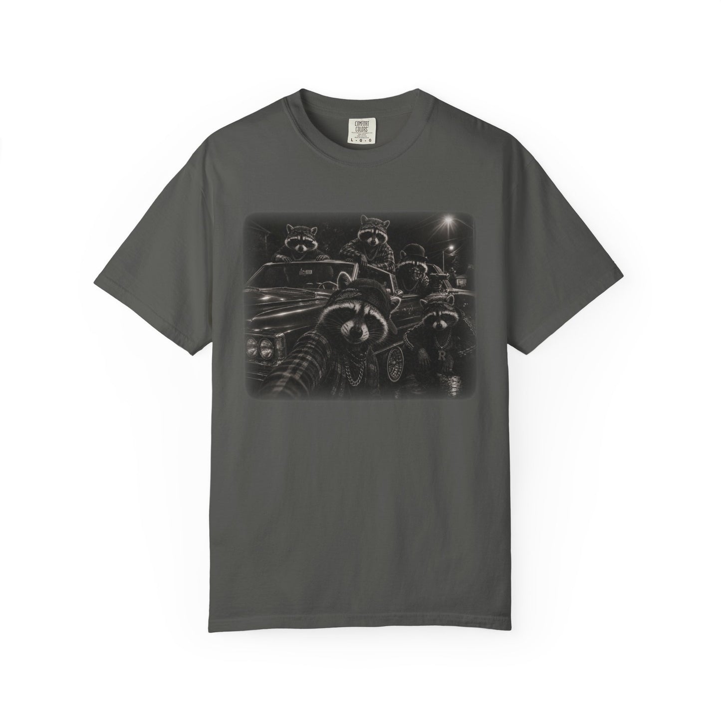 Gangsta Raccoons in 70s Lincoln Convertible T-Shirt