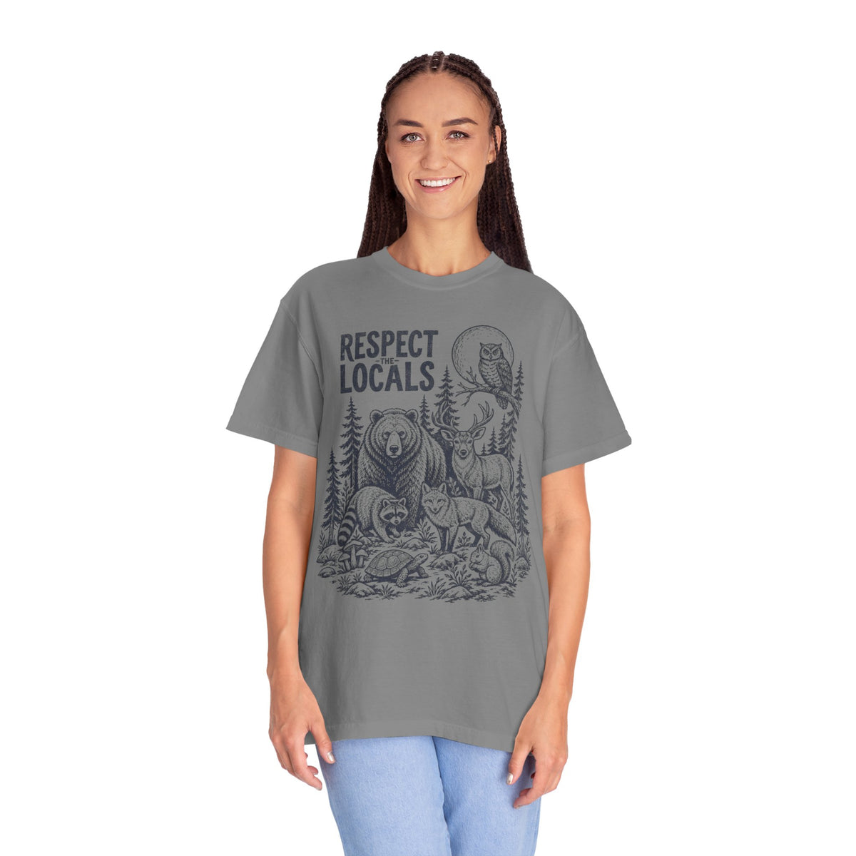Respect Locals Wildlife Vintage Distressed Forest Animals T-Shirt