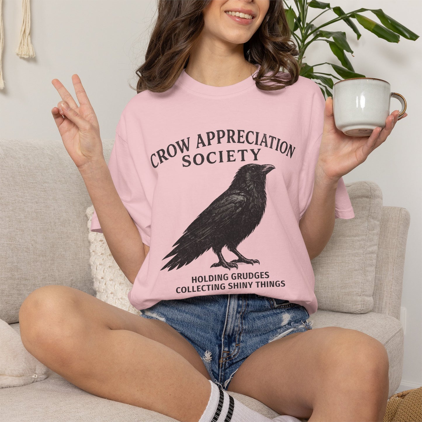 Crow Appreciation Society T-Shirt — 'Holding Grudges, Collecting Shiny Things' Funny Crow Graphic Tee