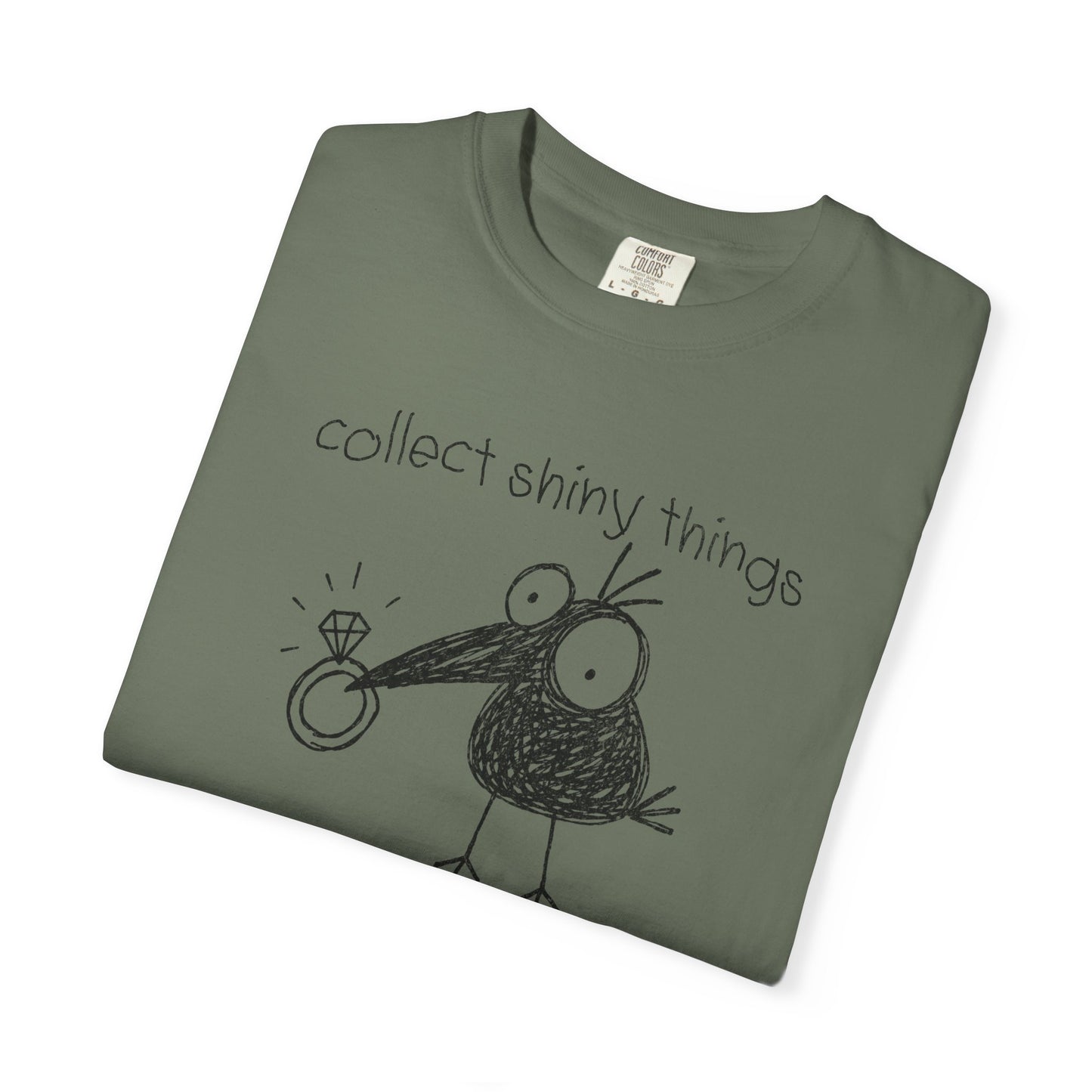 Collect Shiny Things and Judge Shirt | Funny Crow Shirt | Introvert Humor Tee | Weird Bird Graphic Shirt