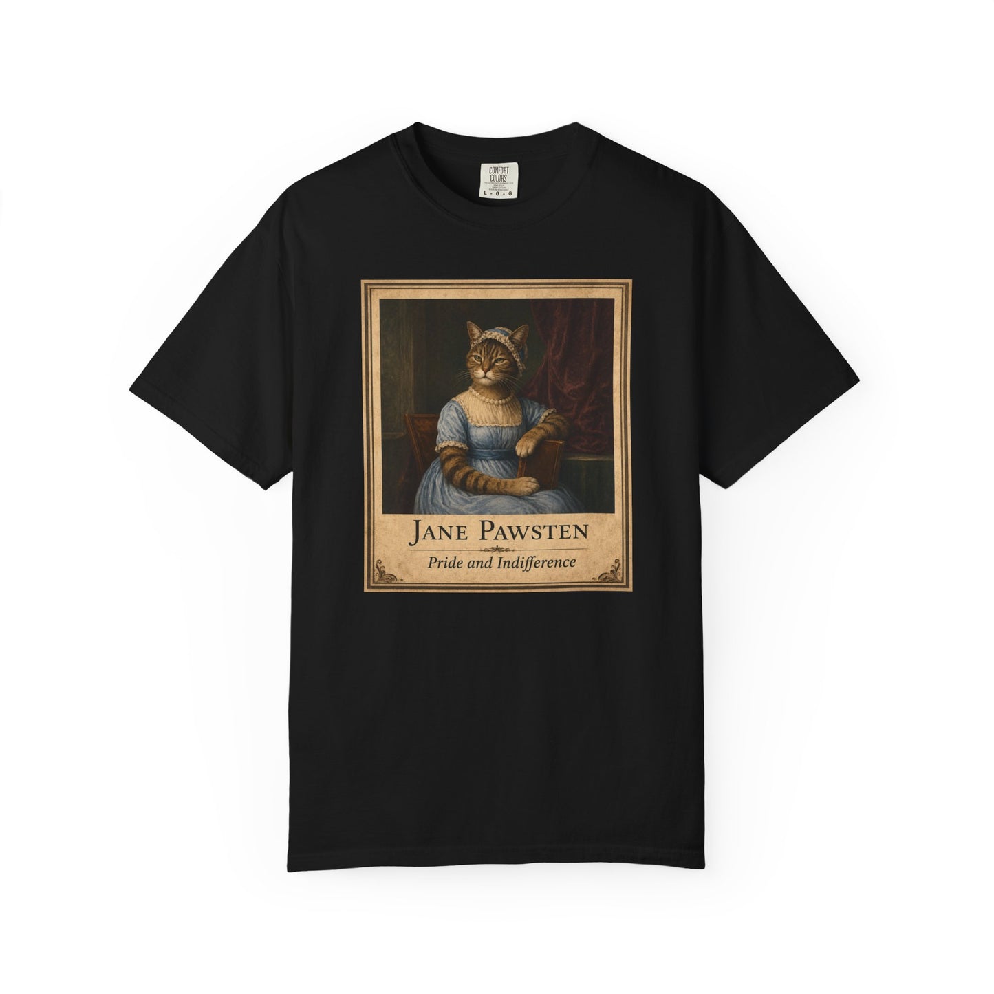 Jane Pawsten 'Pride and Indifference' T-Shirt Regency Distressed Funny Cat Tee